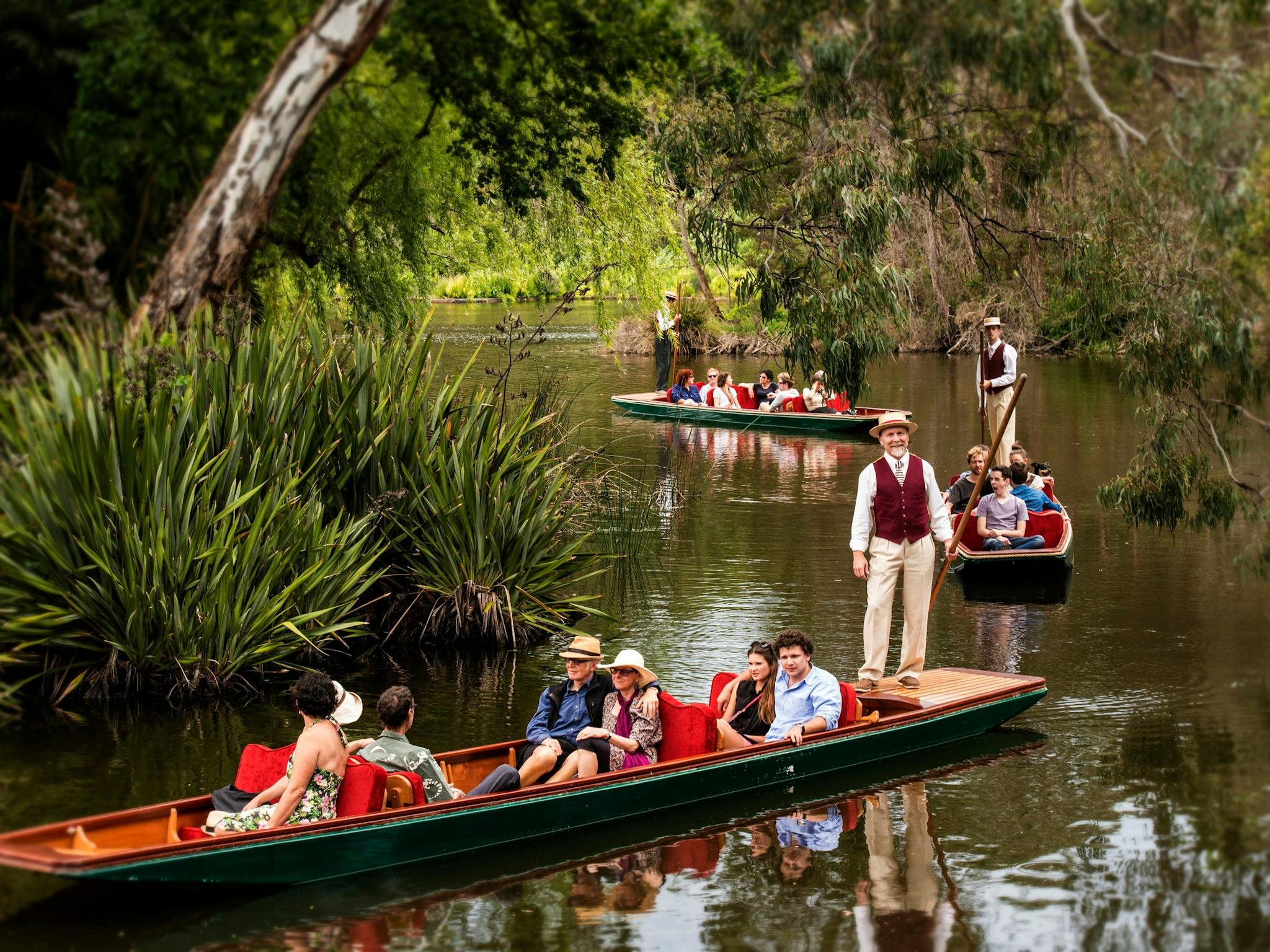 Punting-on-the-lake three punts