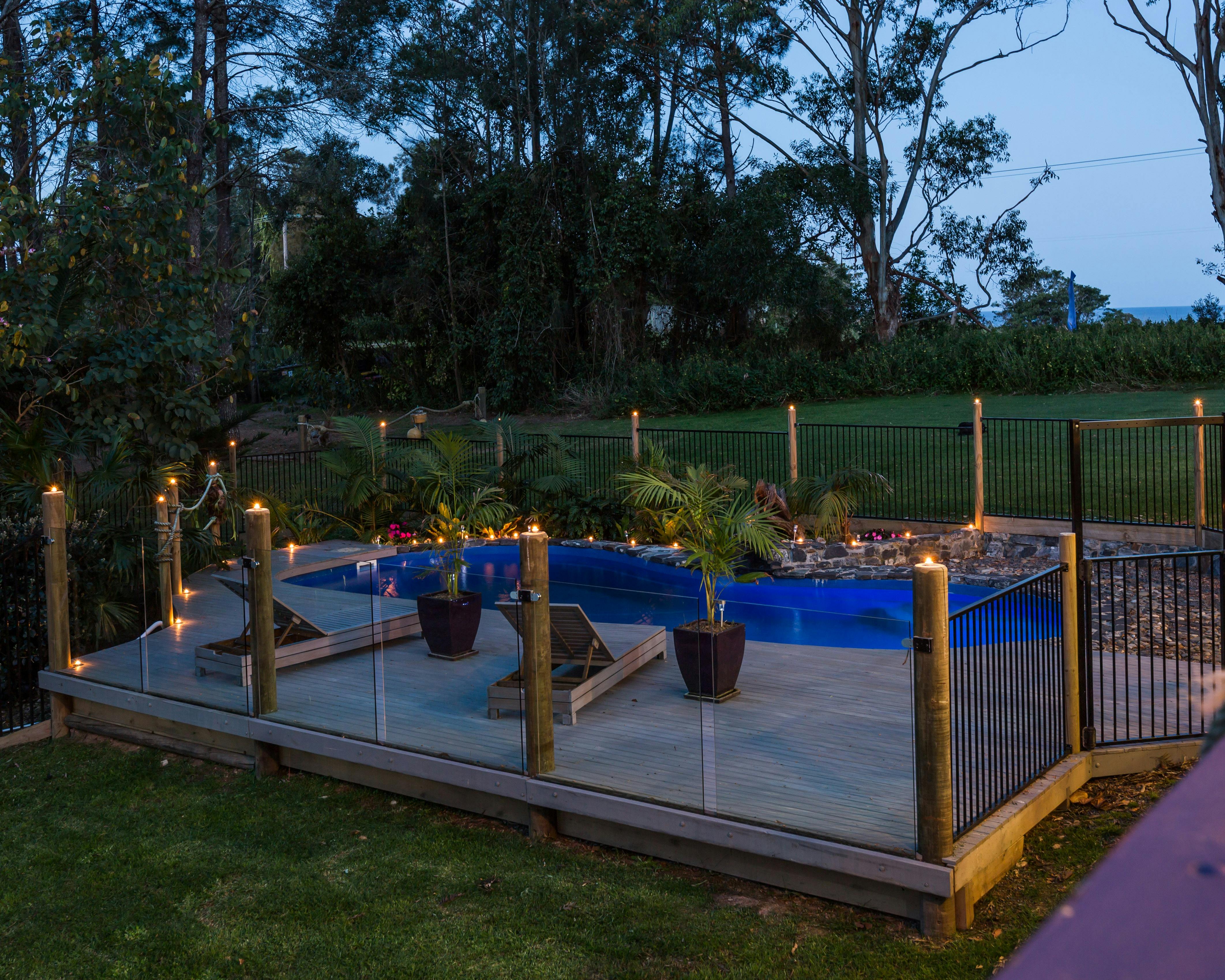 Poolside fairy lights