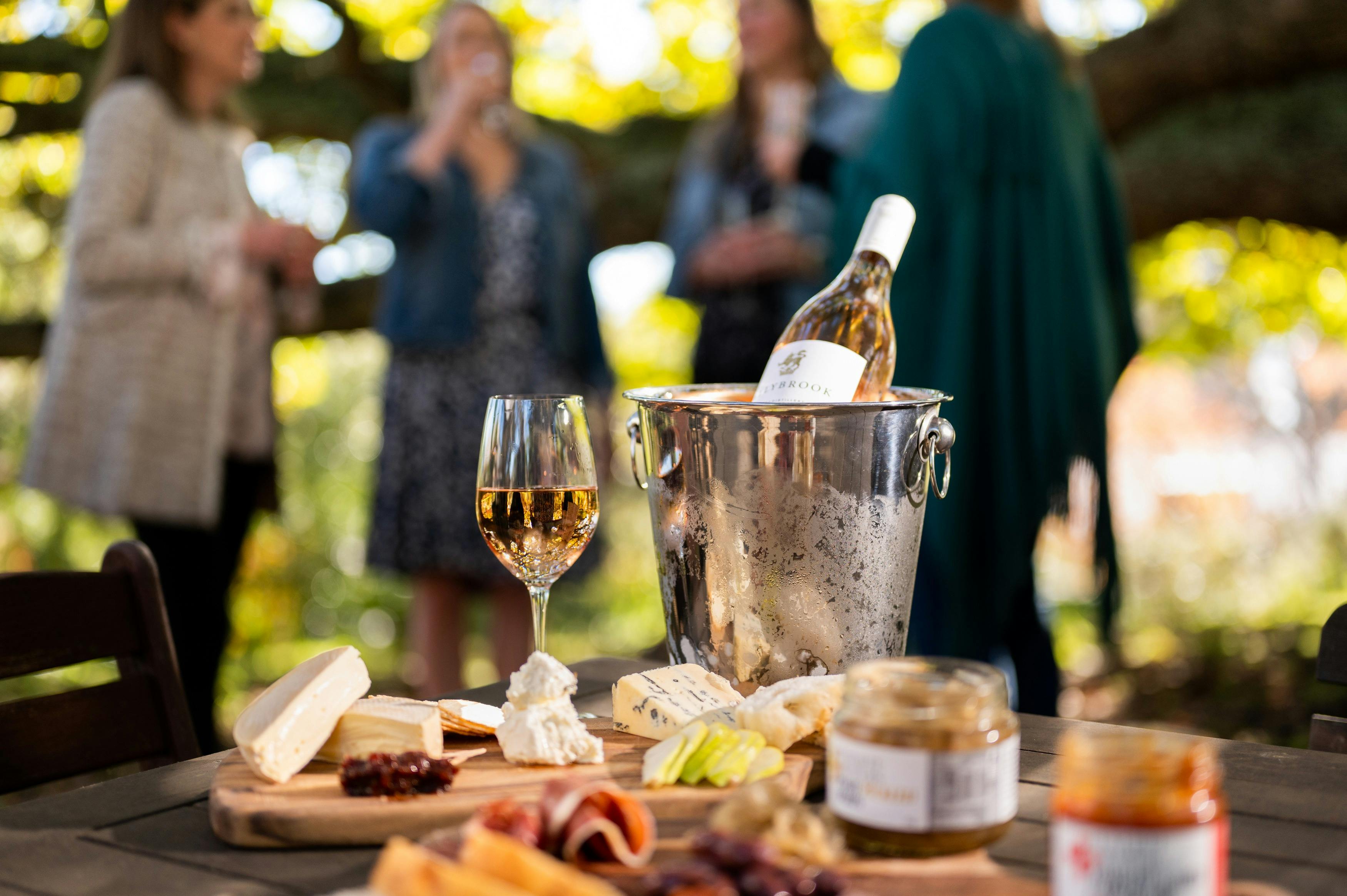 Grazing food picnic and wine under the oka tree