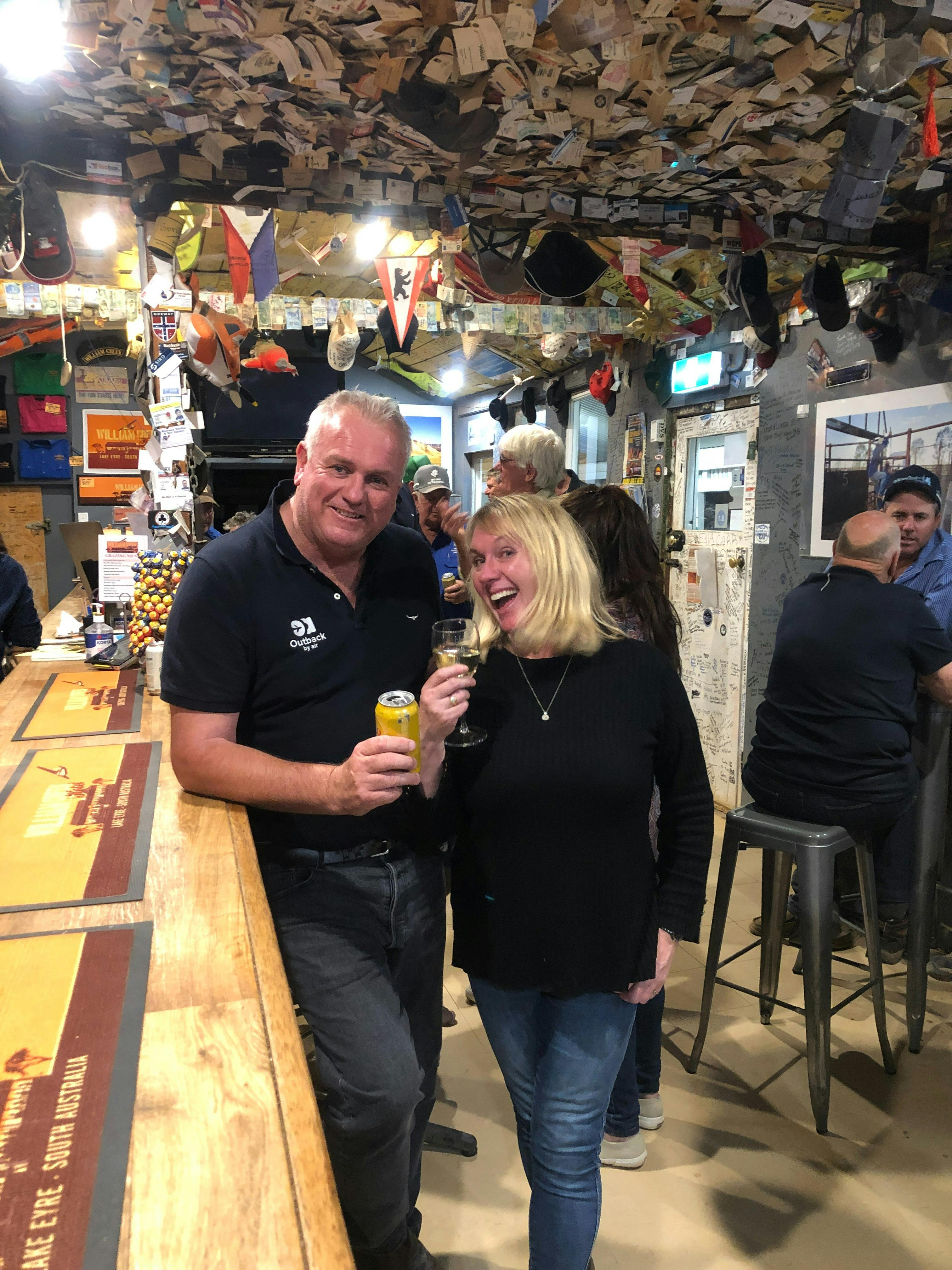 Phil and one of our guests at William Creek Hotel