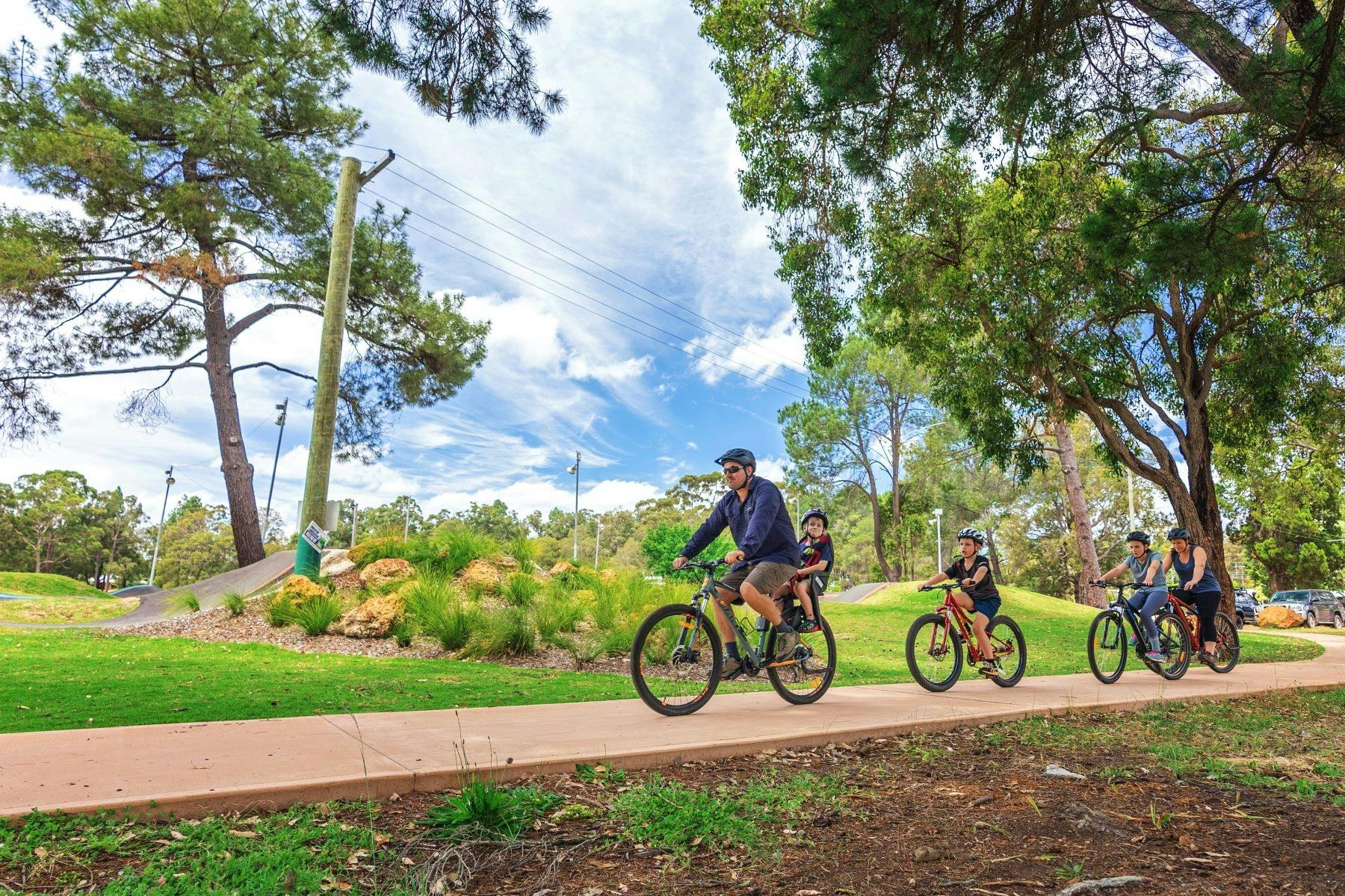 Riding on footpath near Waypoints Cafe