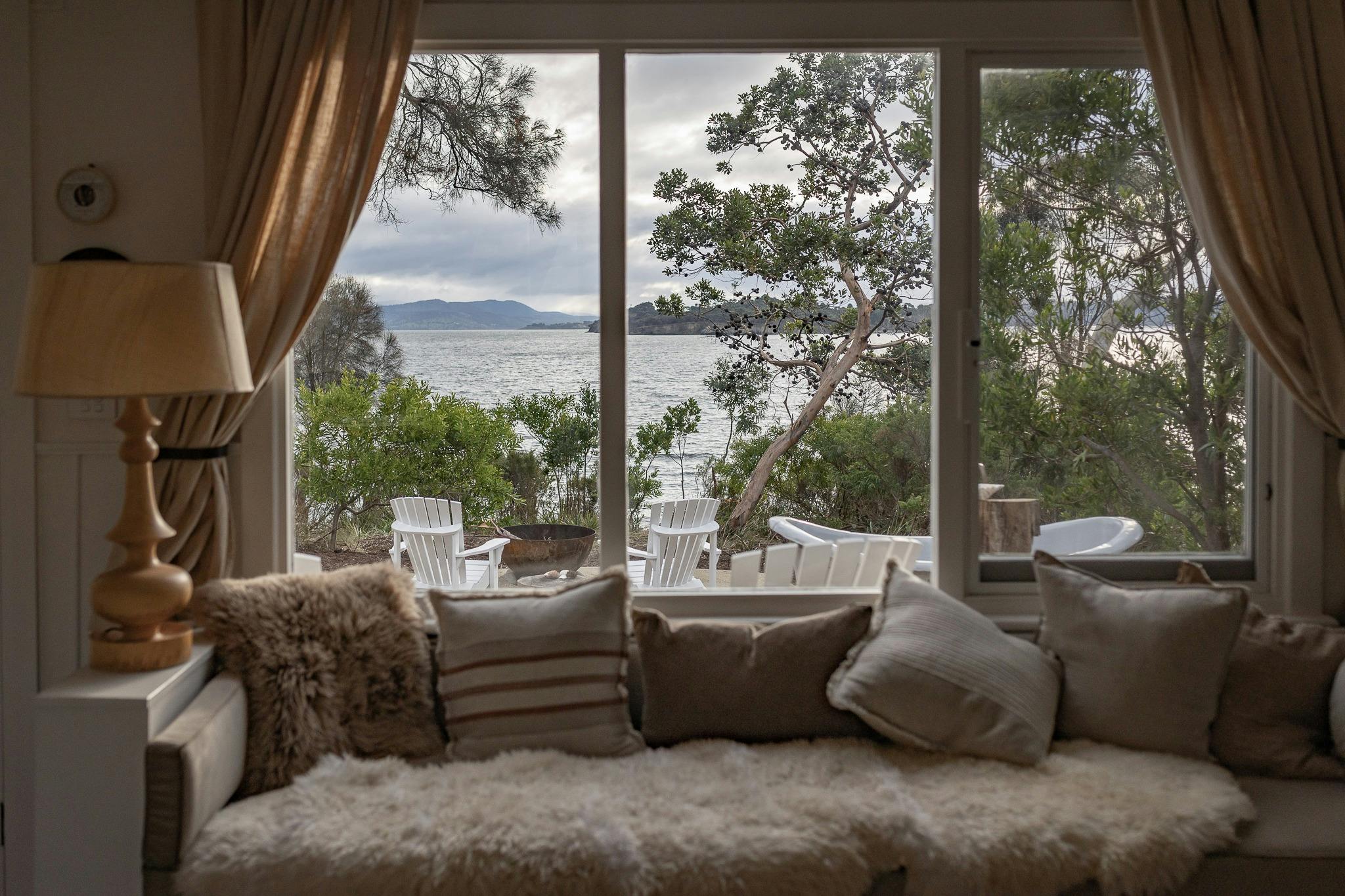 The daybed offers a quiet retreat, with views that invite slow mornings