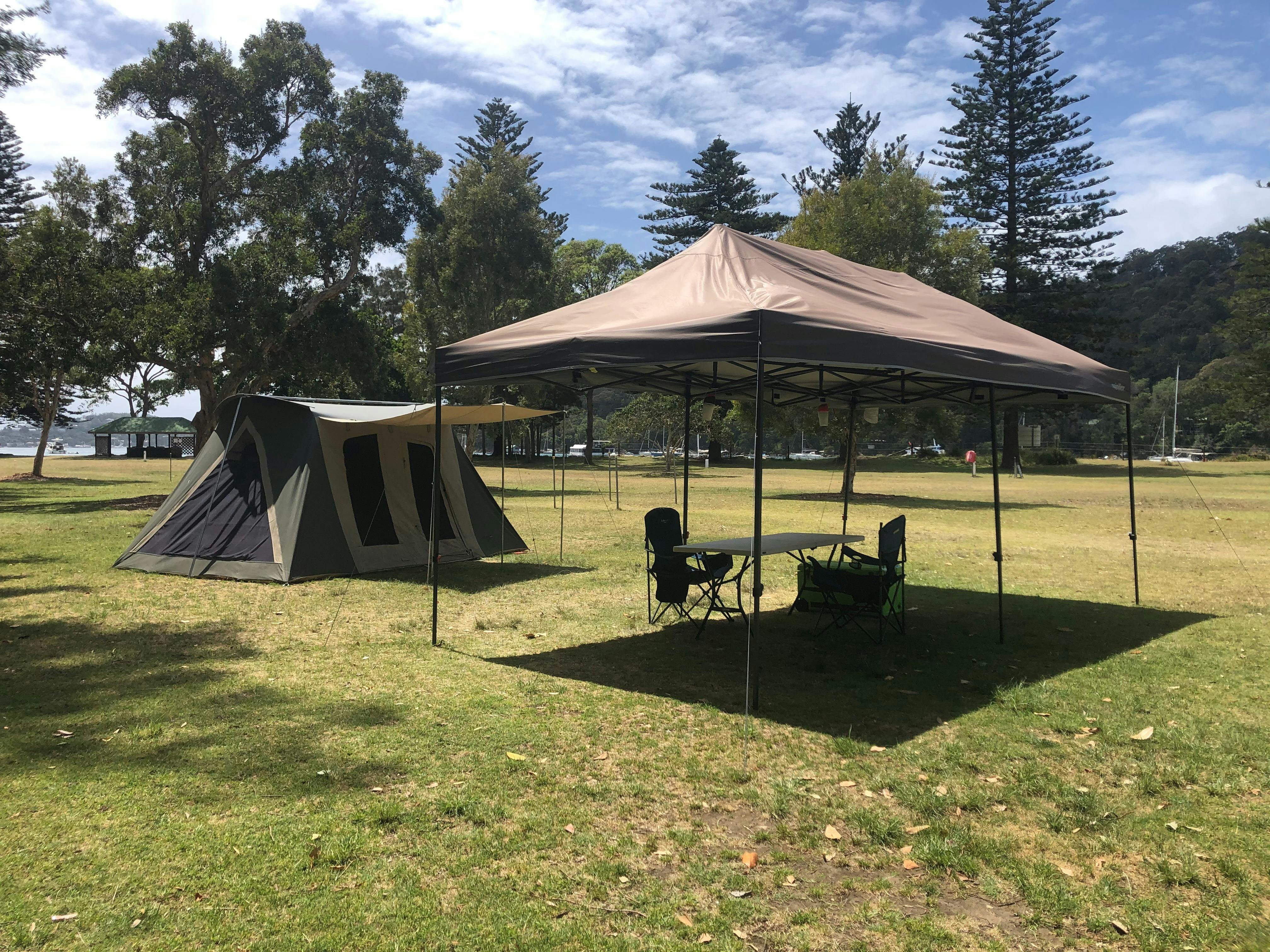 Deluxe Camping Experience Sydney Basin Campground campsite set up