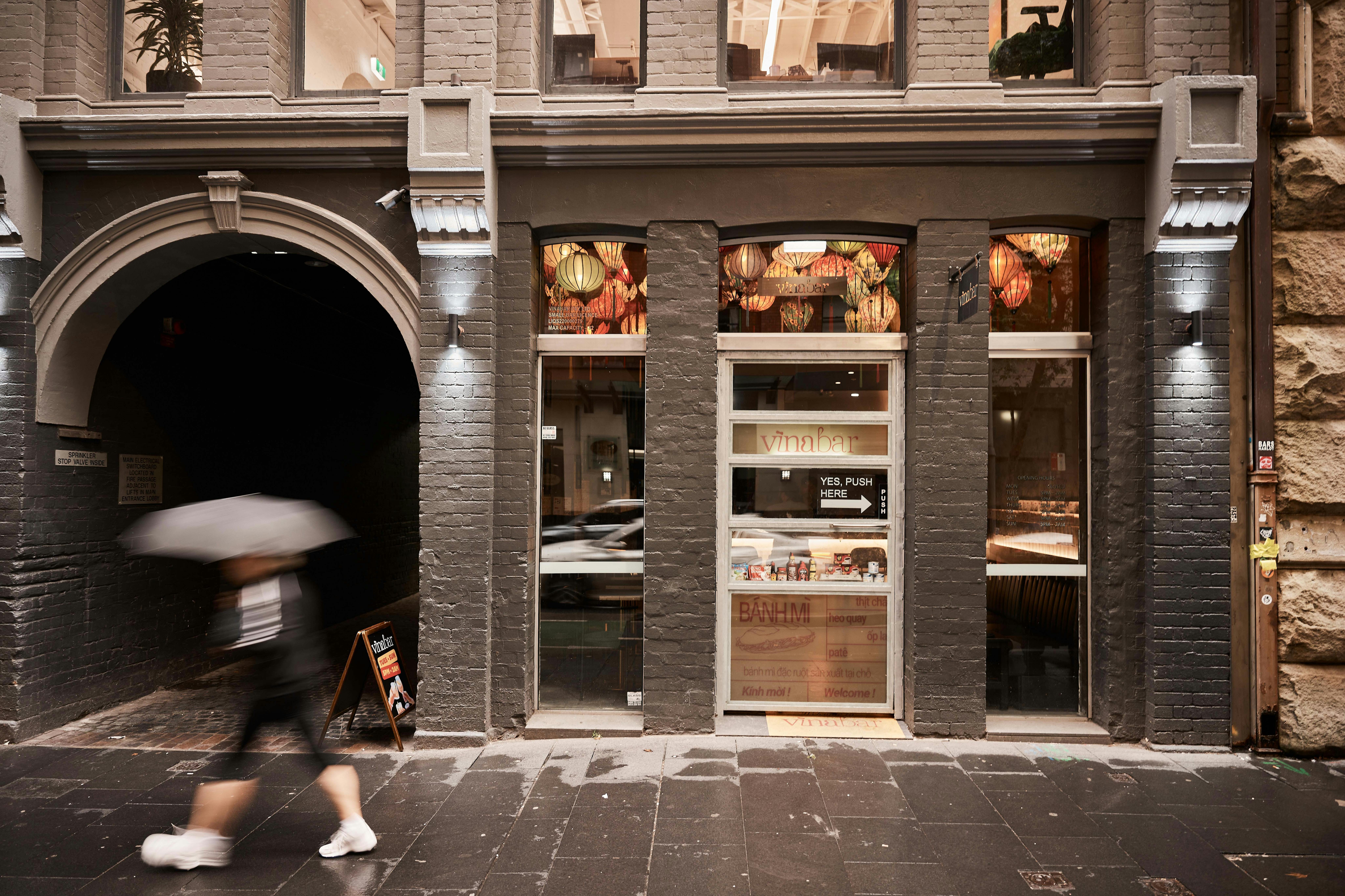 A photo of the outside of a hidden bar