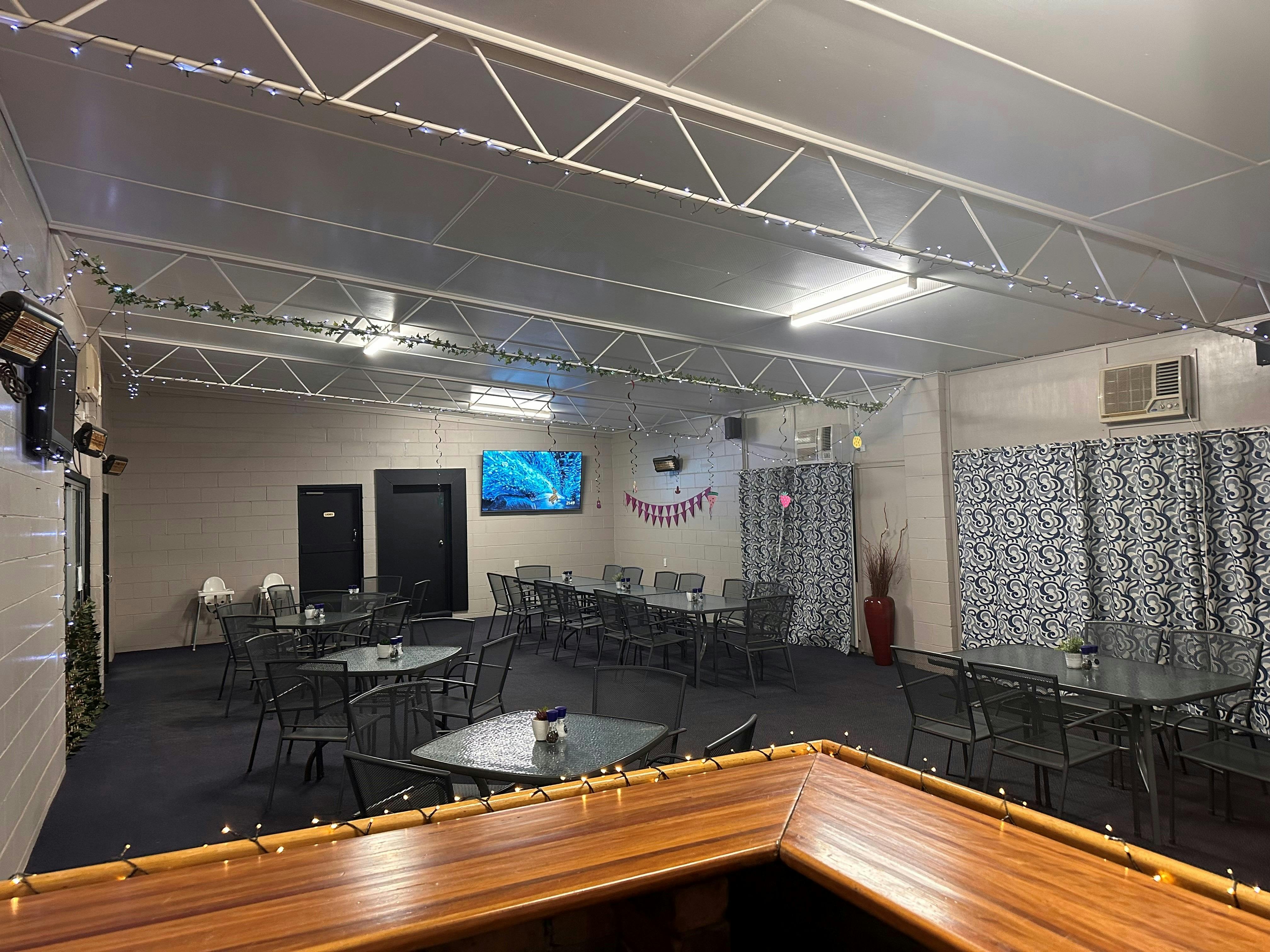 Dining area at the Billabong Hotel.