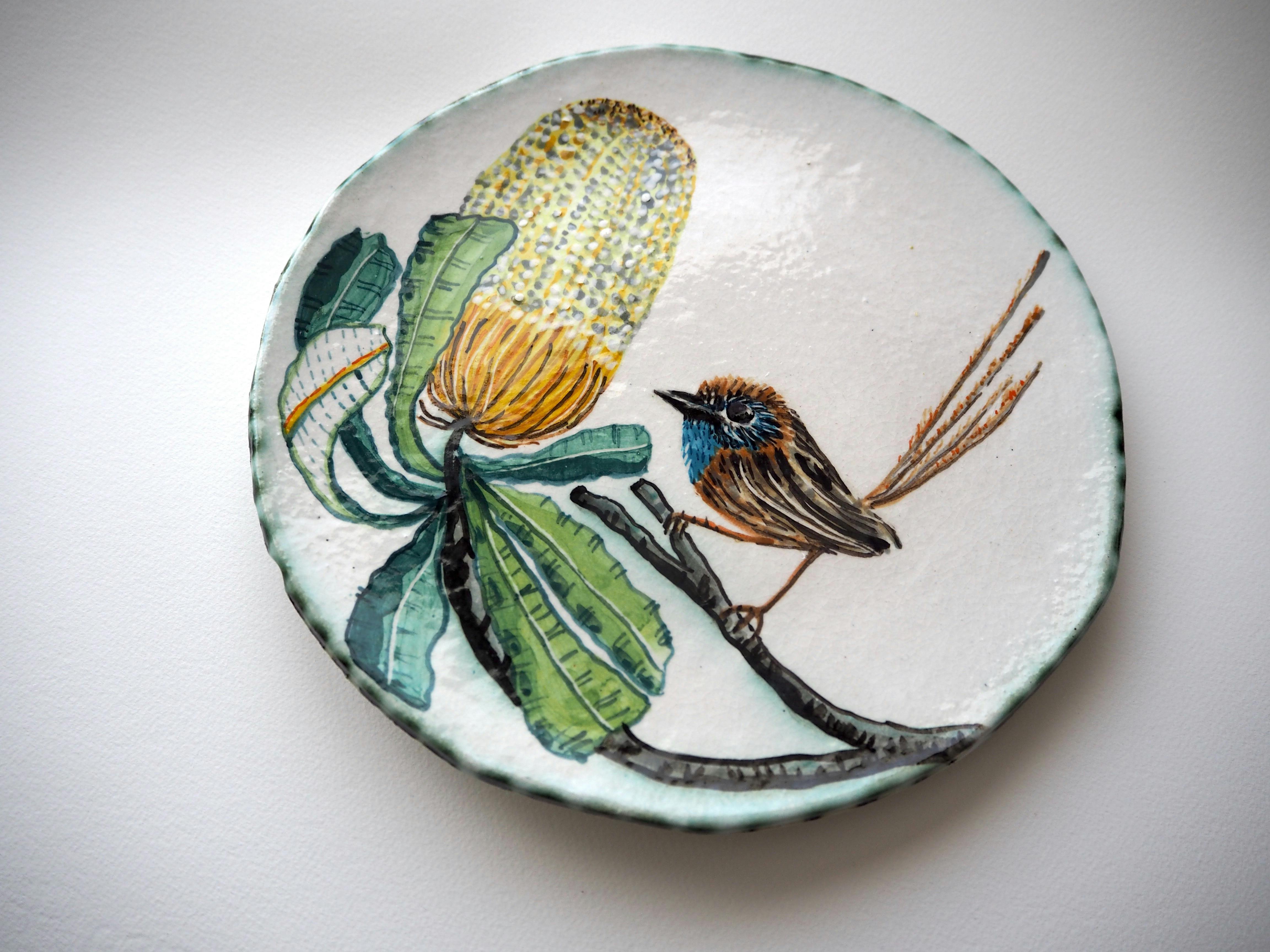 Southern Emu Wren in Banksia Woodland, stoneware, porcelain slip, stains and oxides Fiona Hiscock