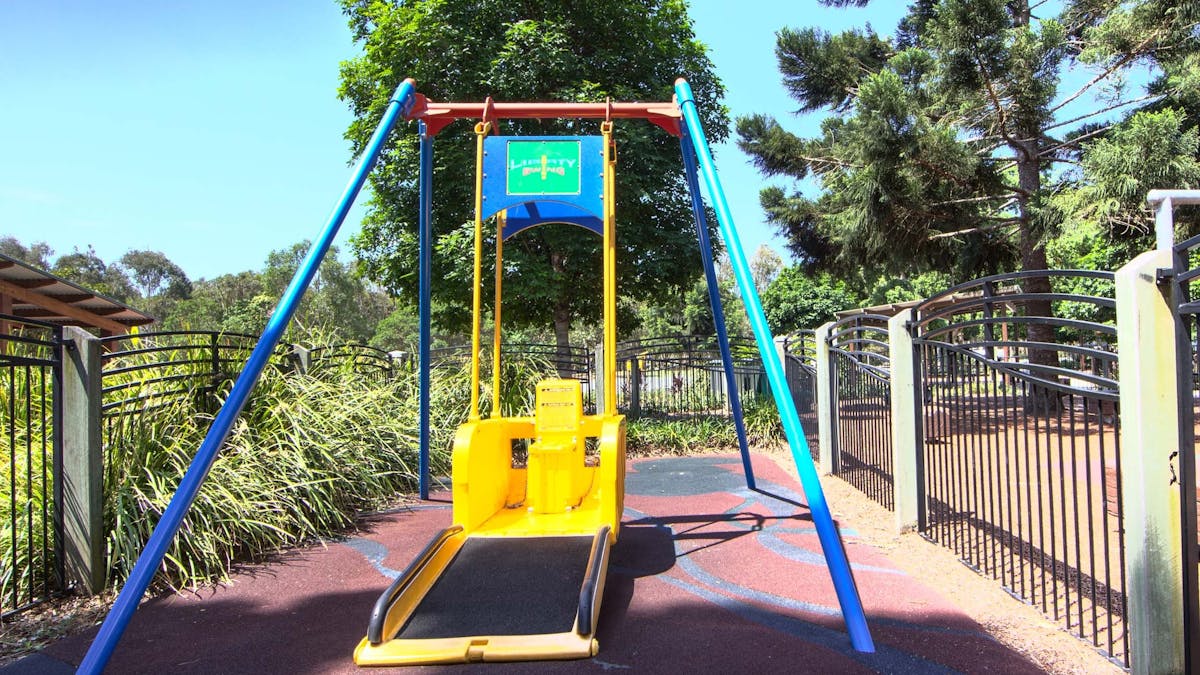 Wheelchair accessibility swing at Pine Rivers Park