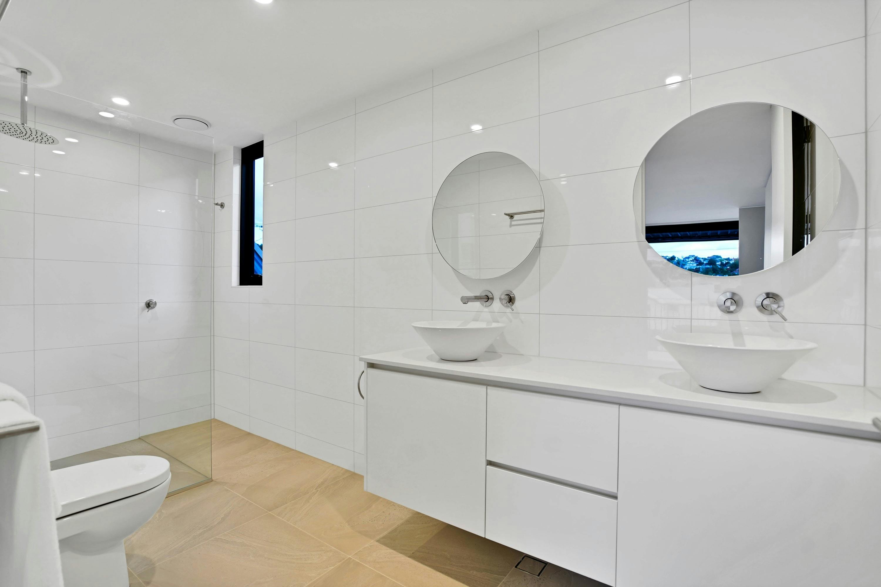 Two large bathrooms.