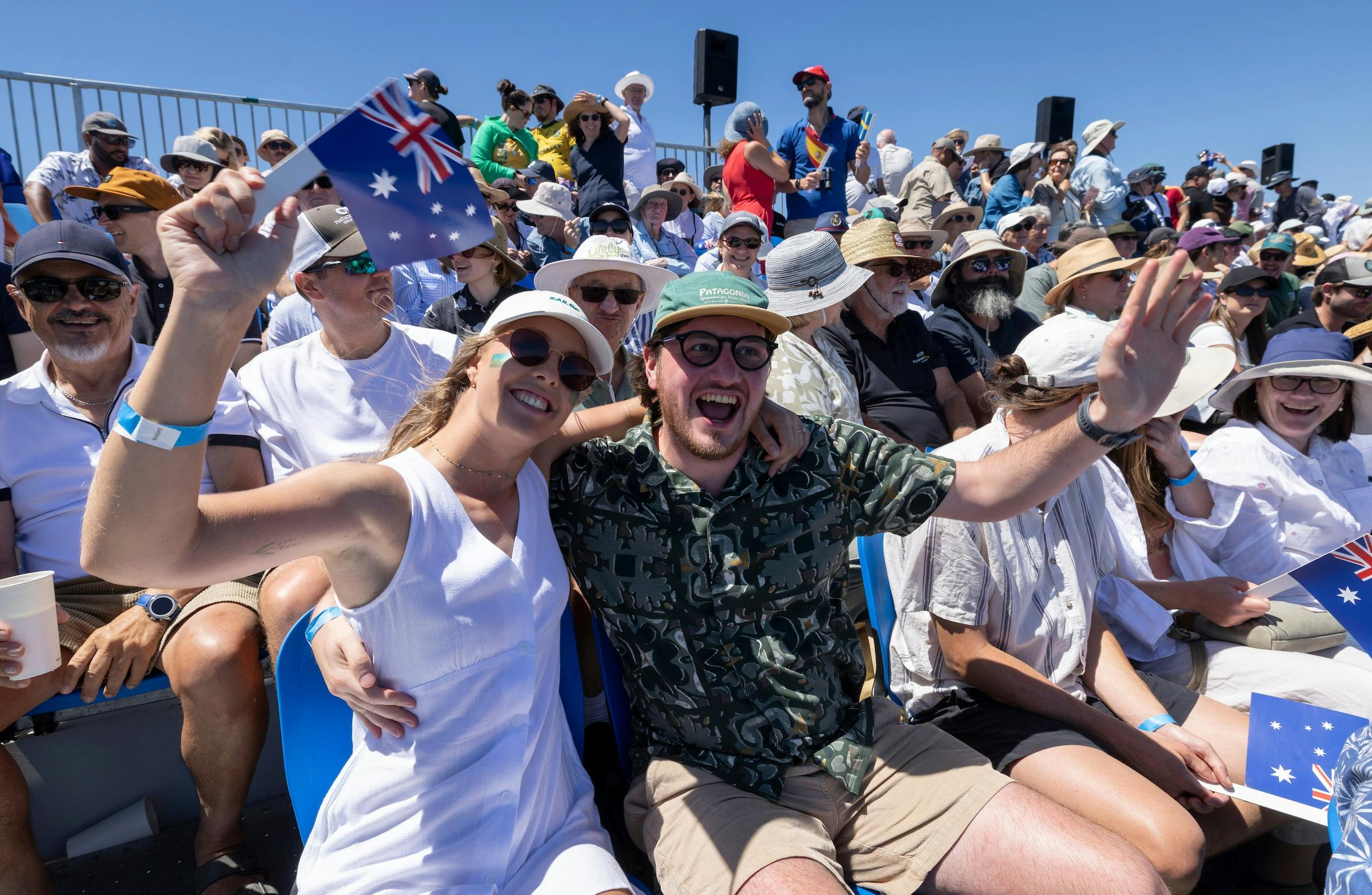 Fans enjoying the high-octane atmosphere in the Waterfront Grandstand