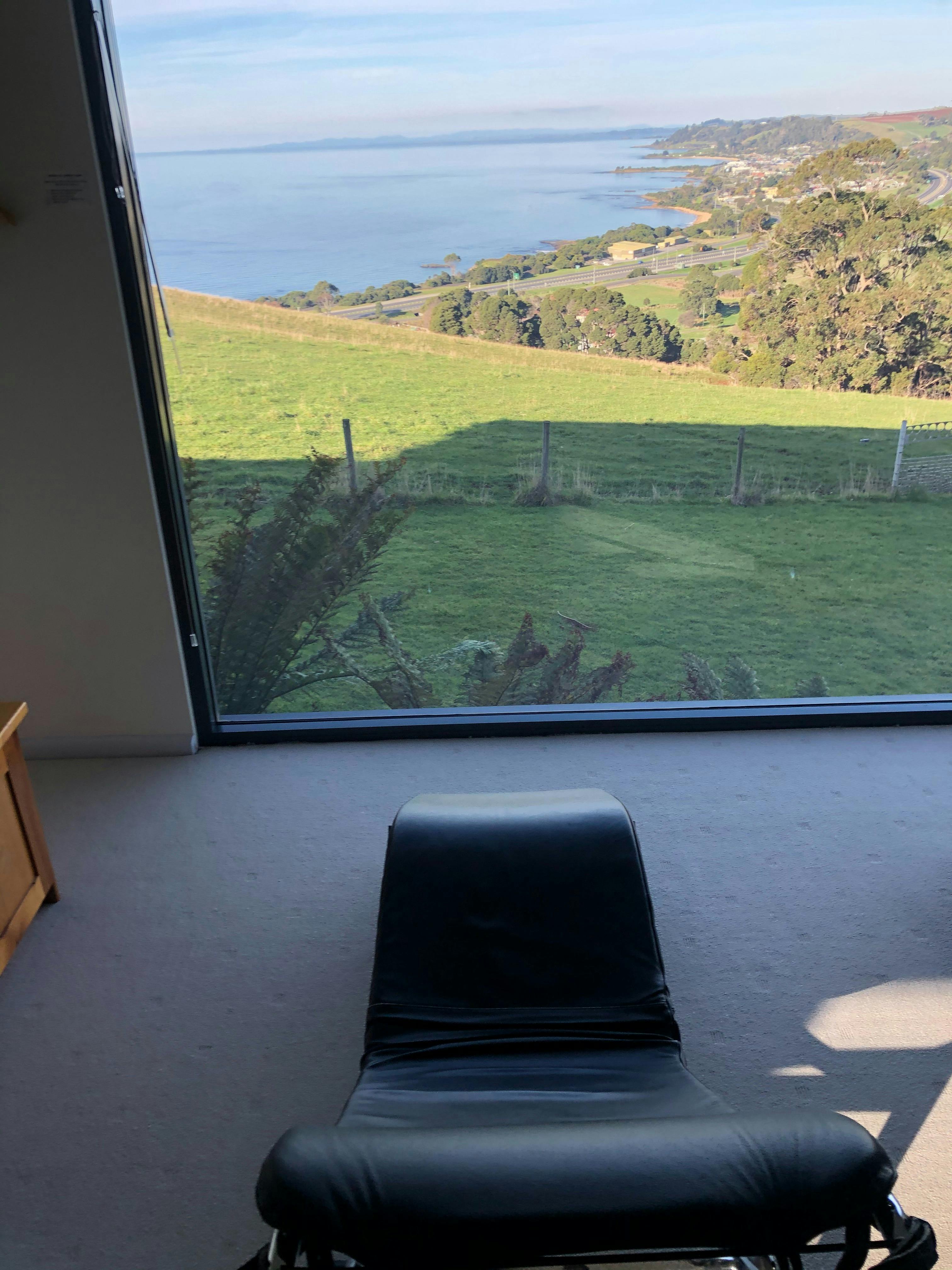 reclining in the bedroom