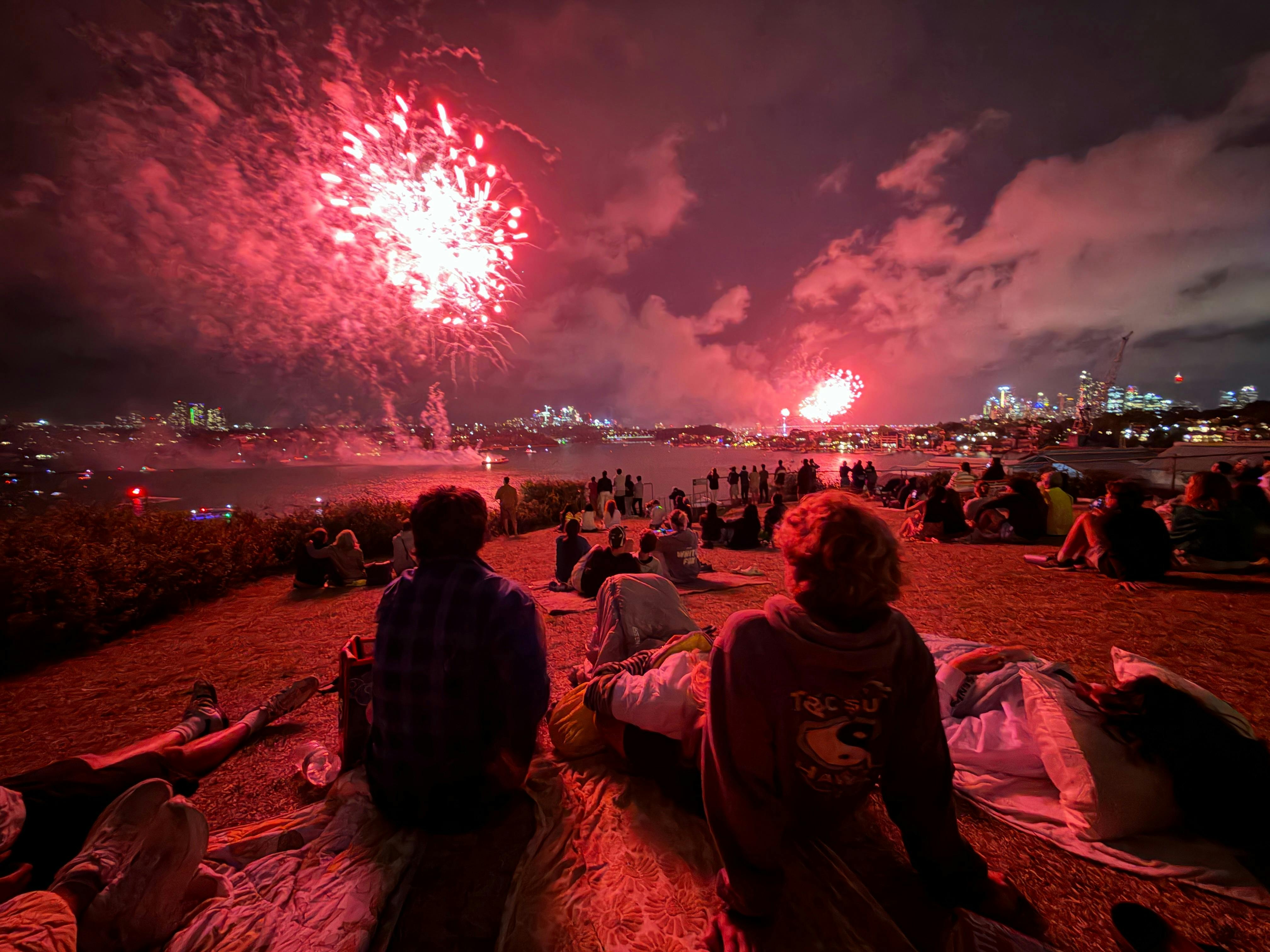 Cockatoo Island guests enjoying the NYE fireworks