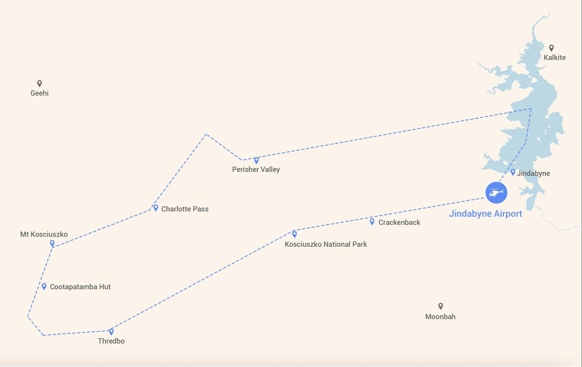Map of helicopter flight path