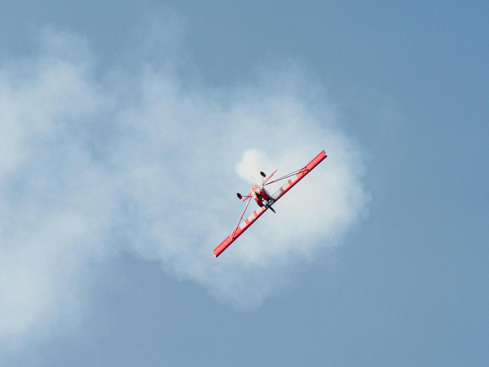 Pilot demonstrating an aerobatic move with smoke