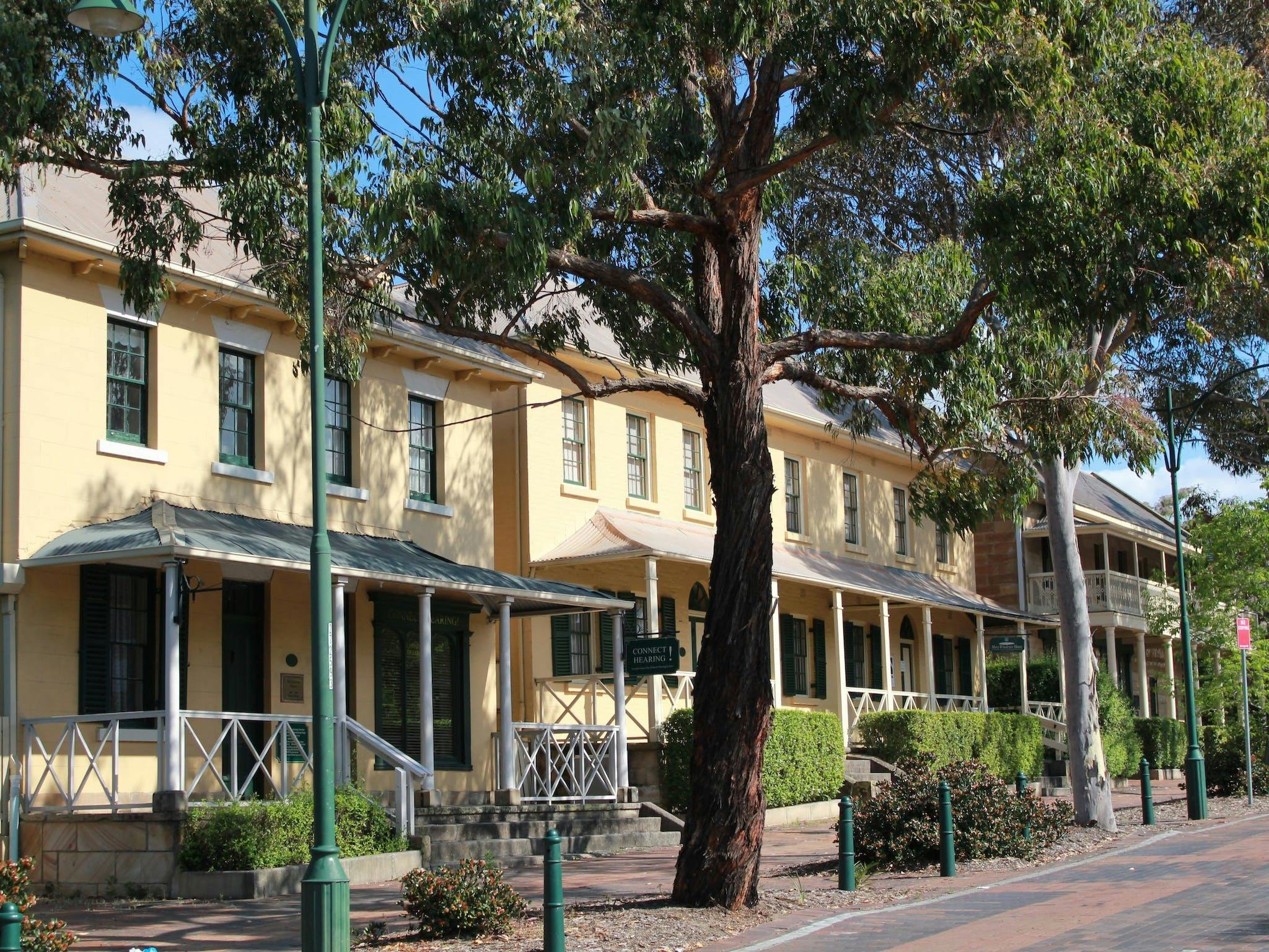 A row of historic buildings in Campbelltown