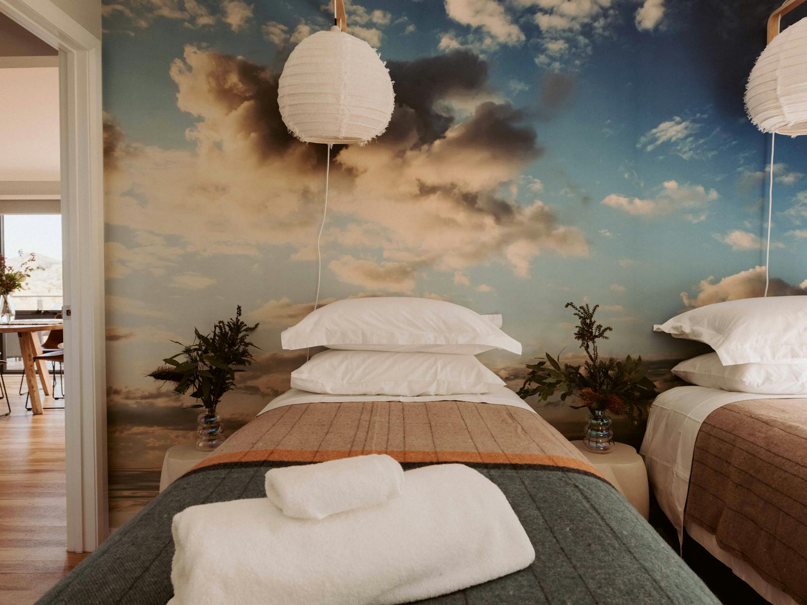 The Cloud Room offers a peaceful retreat with two comfortable single beds.