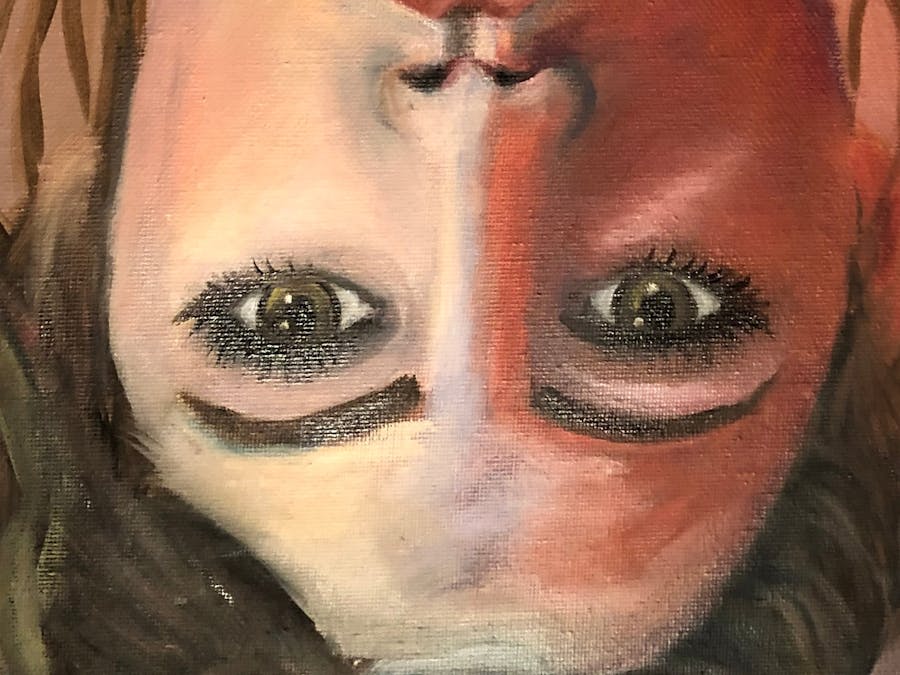 upside down painting of a girl