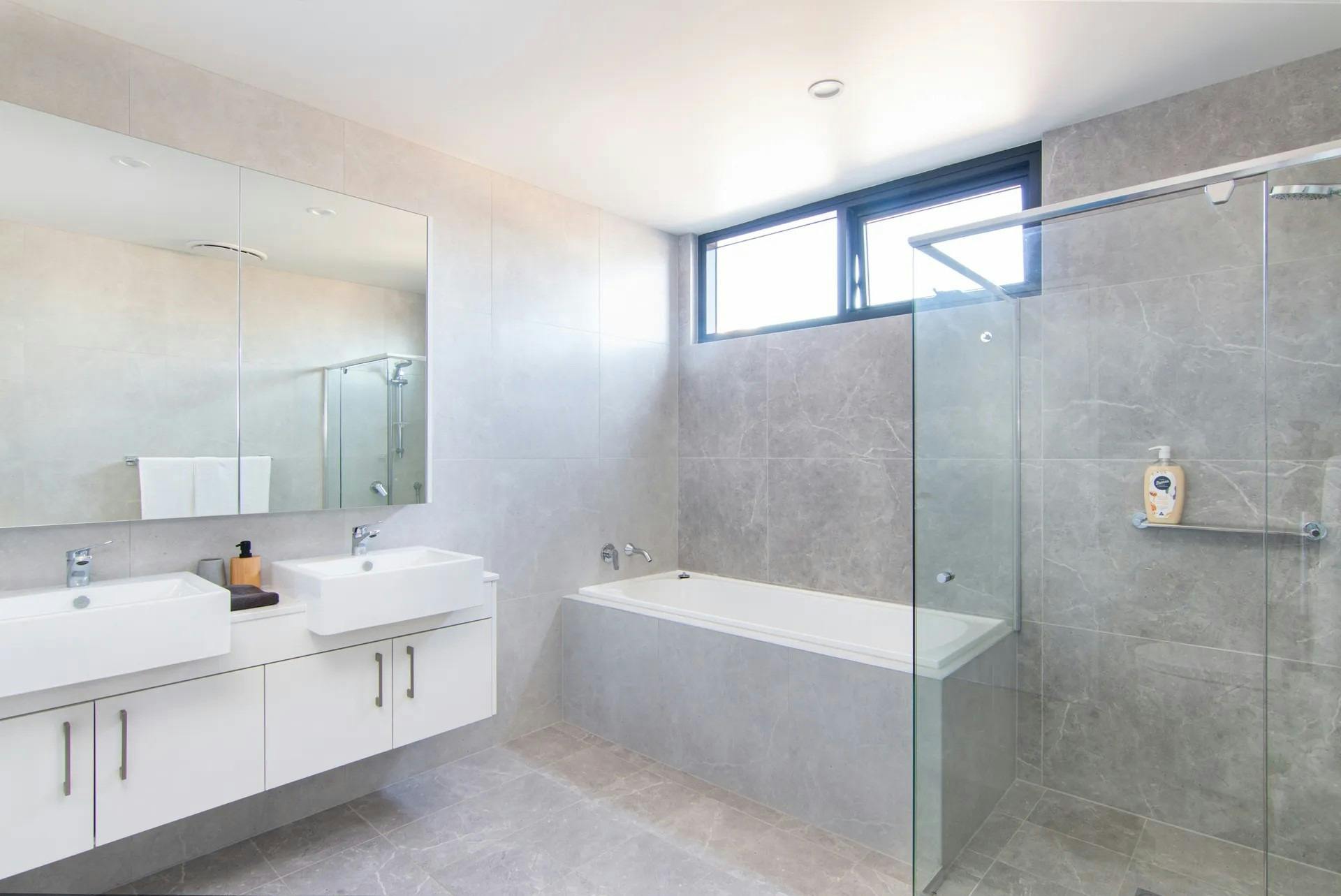 Bathroom with bath and walk in shower