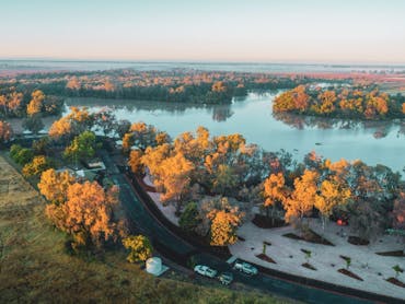 Beautiful aerial view of the camping area at chinchilla Weir Beautiful aerial view of the camping area at chinchilla Weir