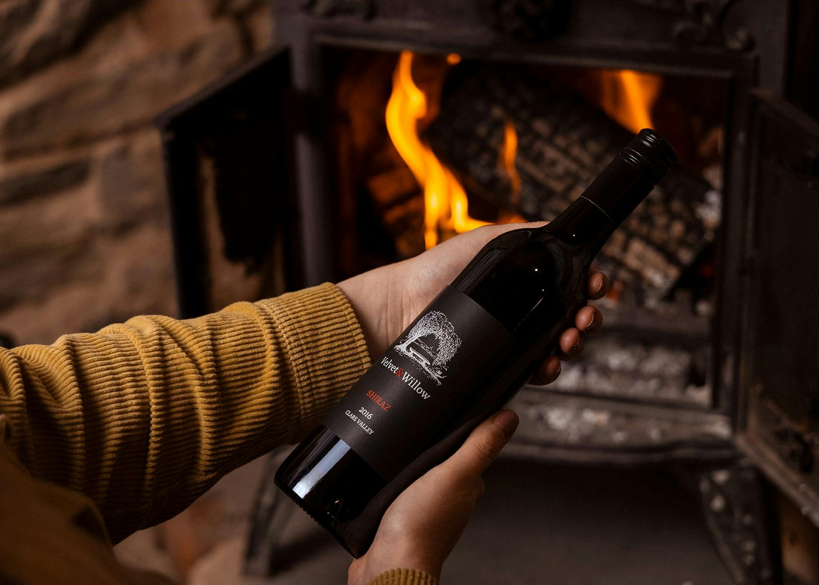 Nothing better than a bottle of red wine by the fire.