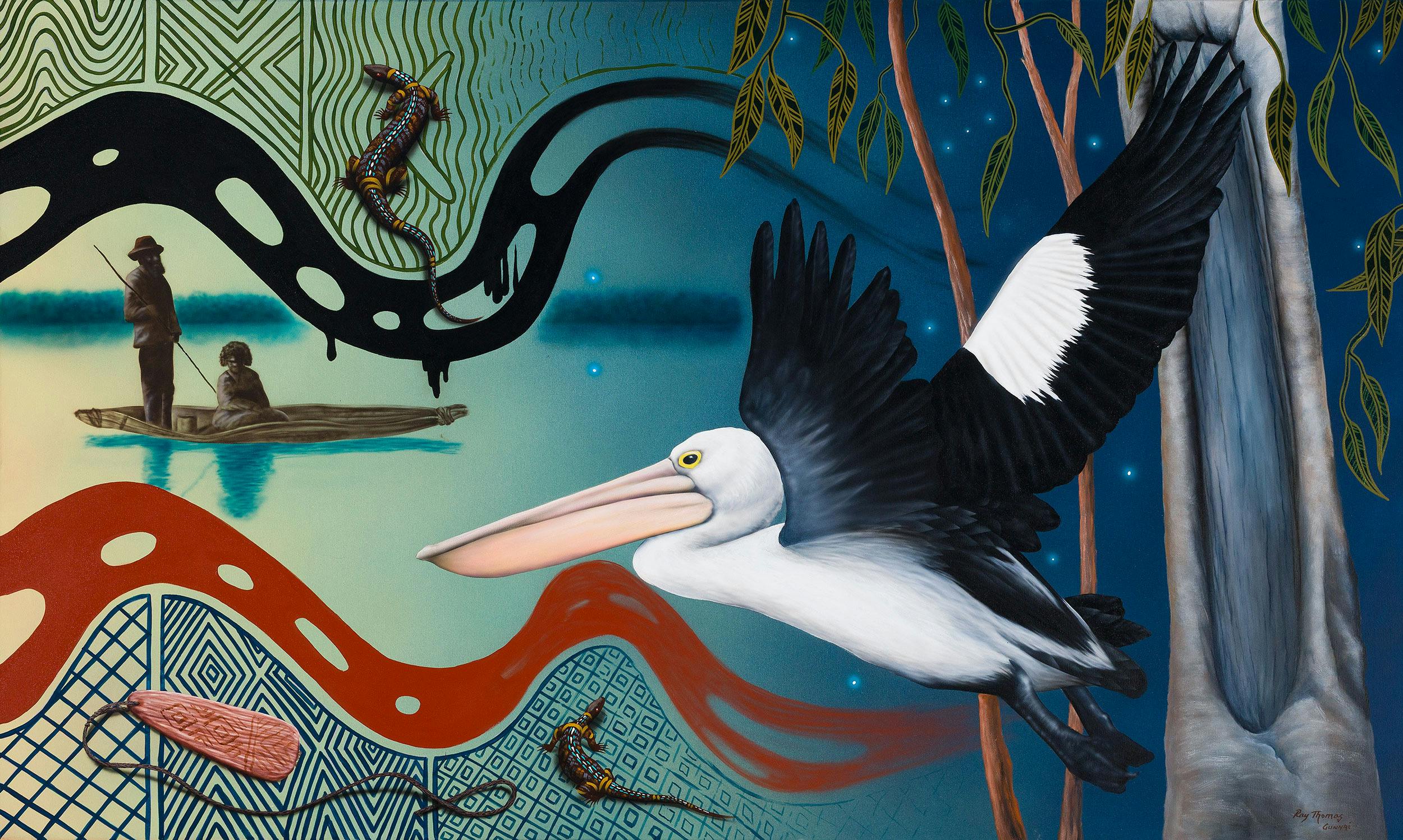 The Ray Thomas, The Origin of the Gunnai of Gippsland, Acrylic on canvas