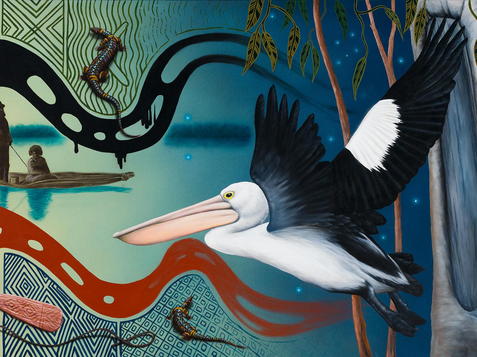 The Ray Thomas, The Origin of the Gunnai of Gippsland, Acrylic on canvas