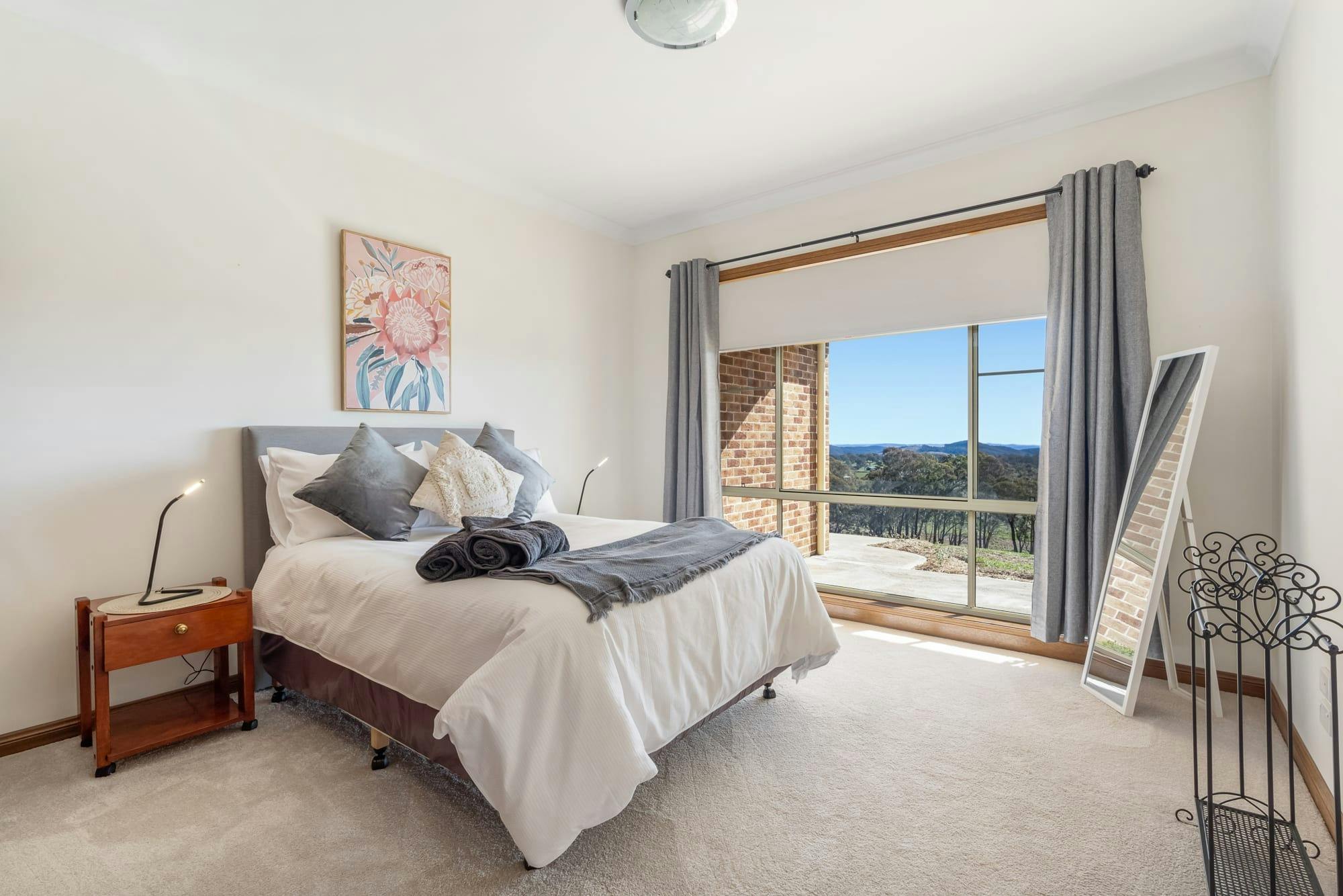 Large Bedroom with large windows and amazing views