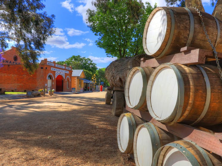 Wine barrels at Port of Echuca