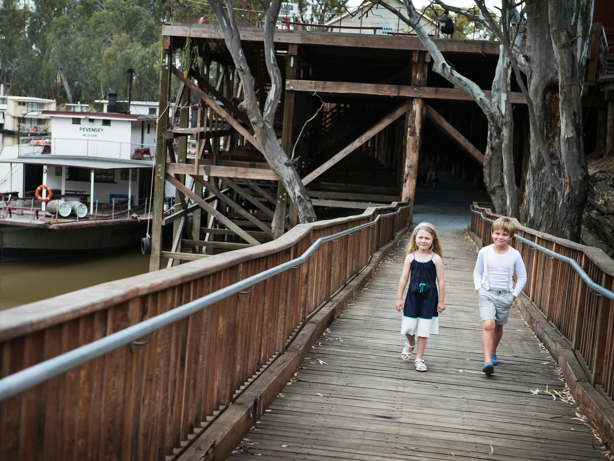 Kids on walkway