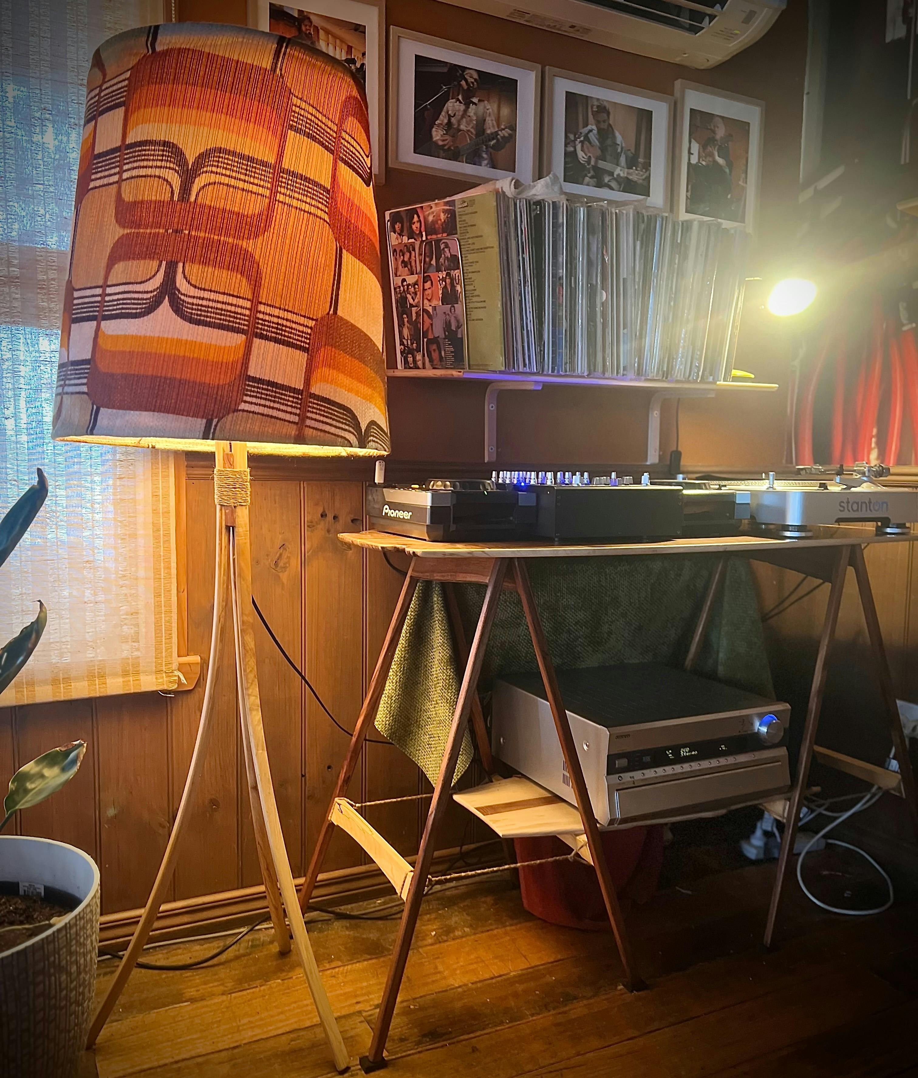 character rich hifi set up with vinyl albums, cds & hand crafted furniture.