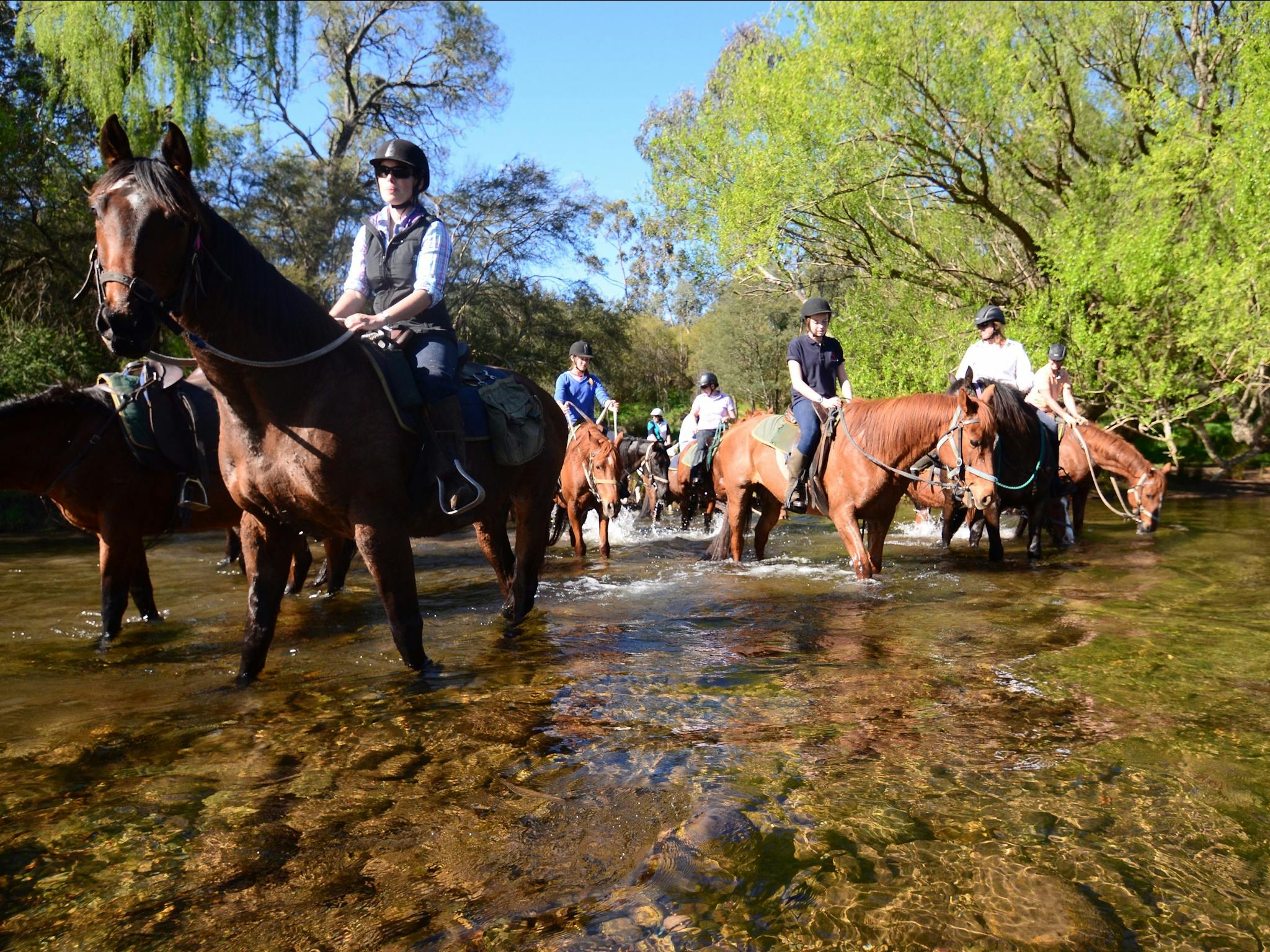 Crossing the river on the overnight horse ride