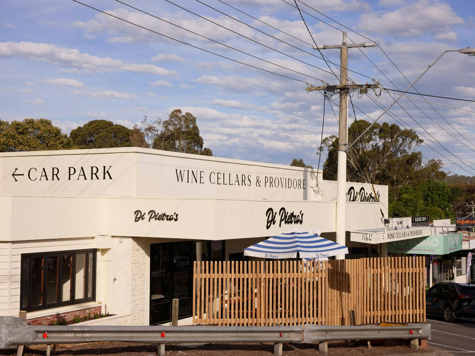 outdoor seating and signage road side