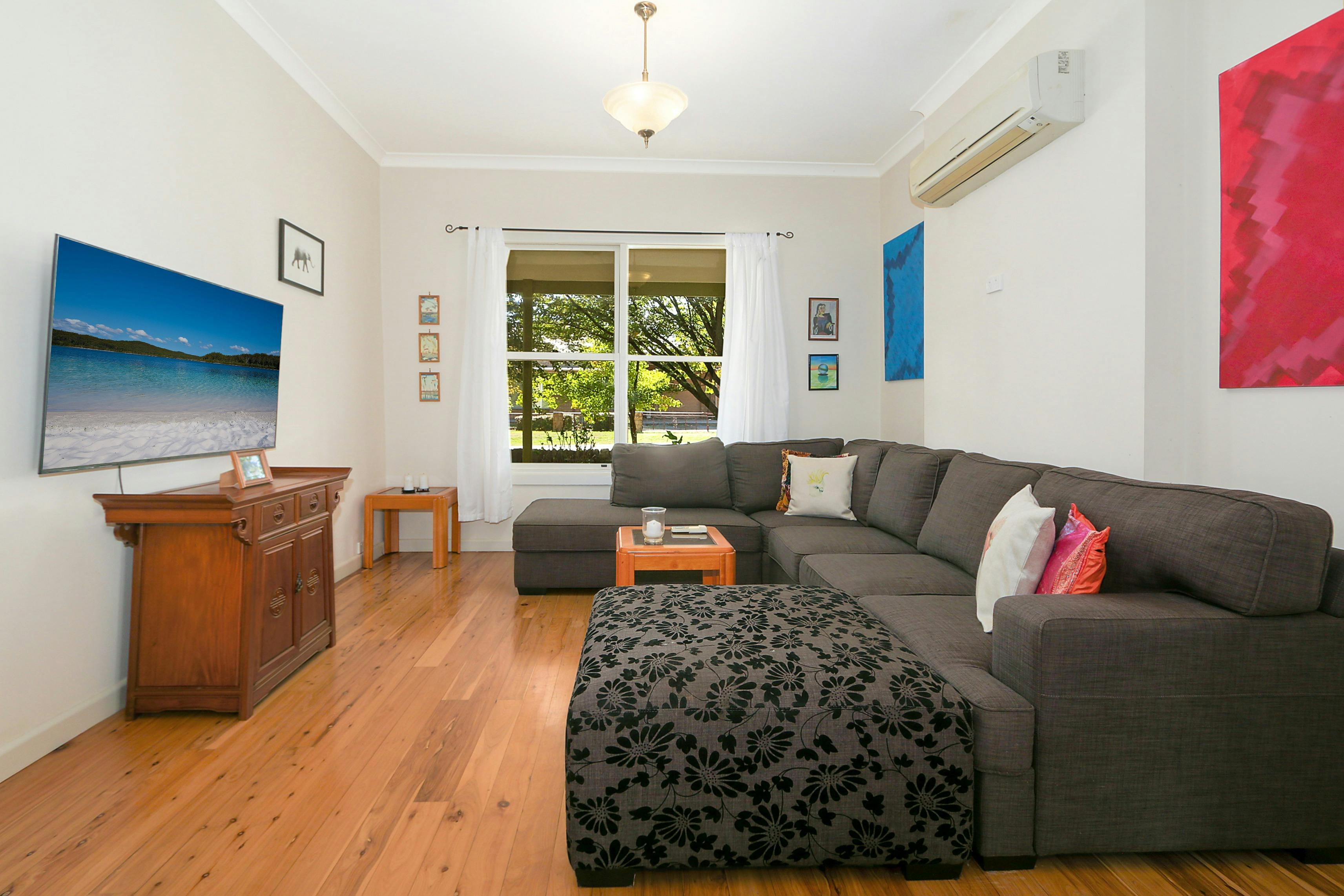 Lounge area with large couch