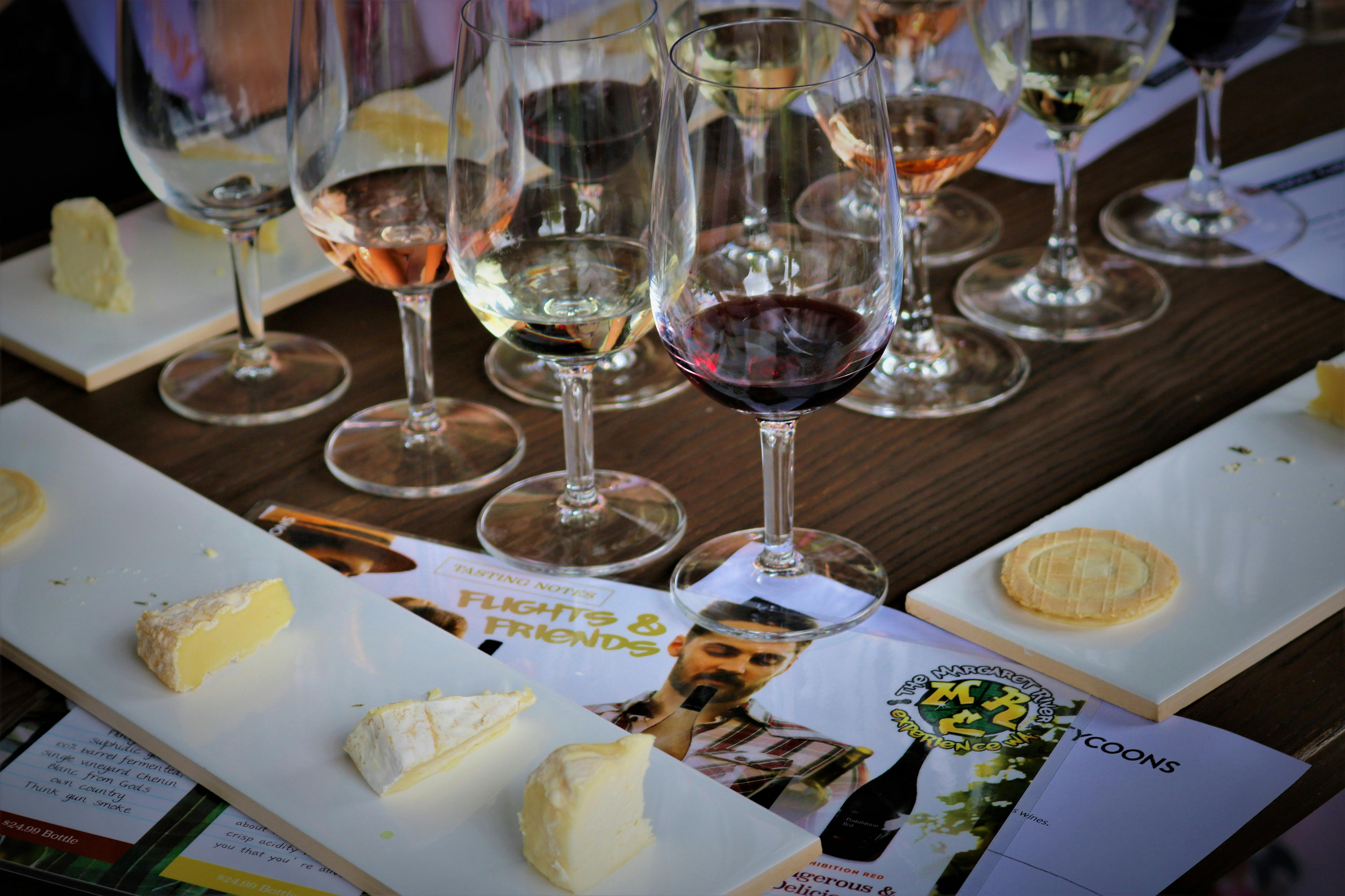 Food and wine on selection at a private wine tour from The Margaret River Experience WA.