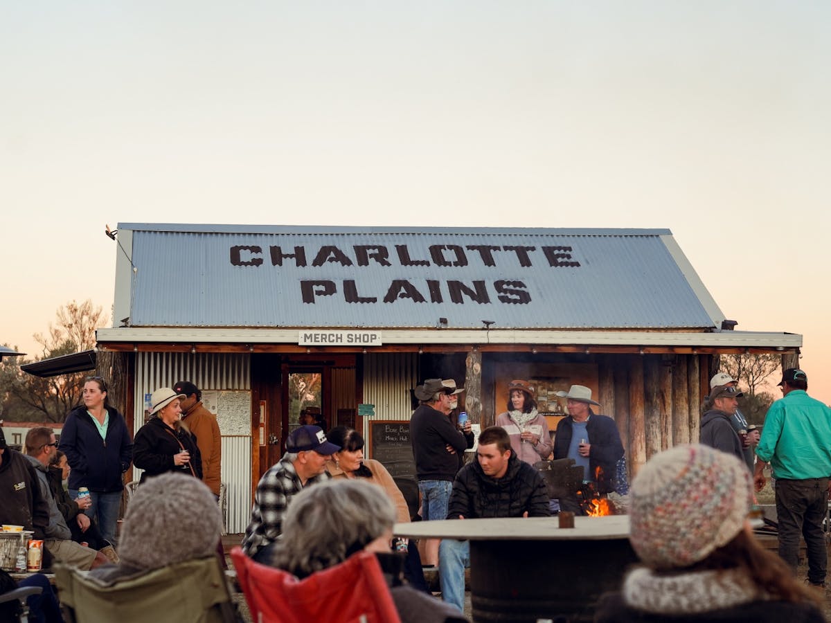 Charlotte Plains bar and merch hut, Outback Queensland