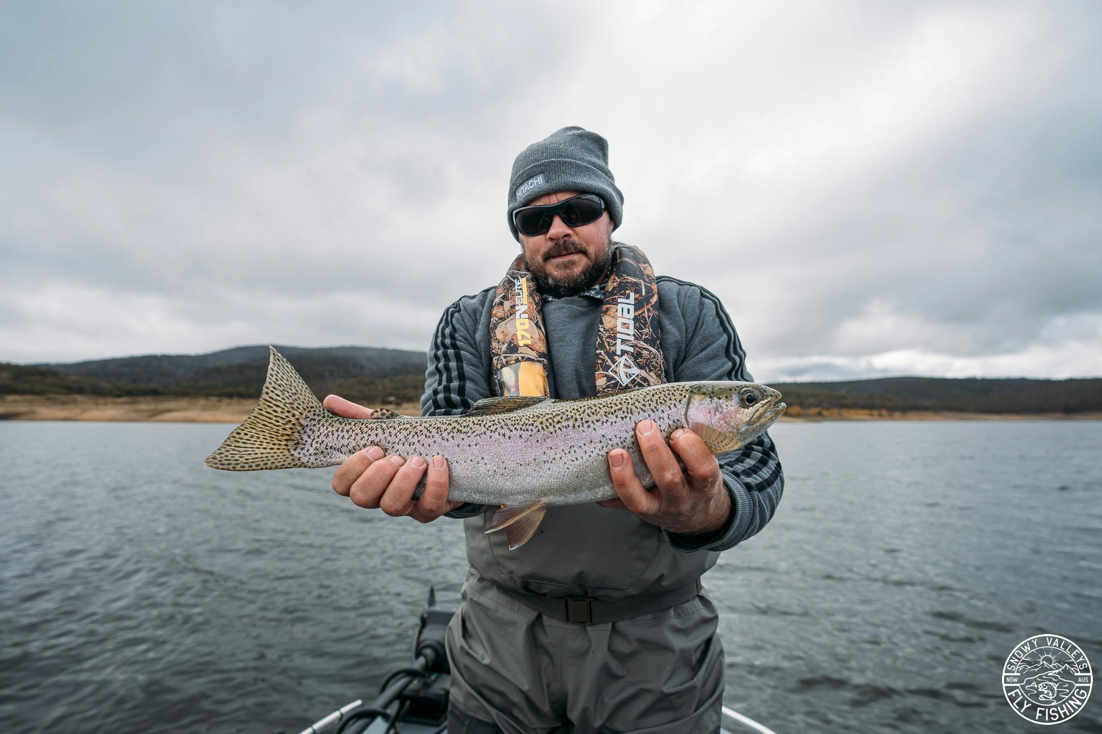 Fly fishing from the boat is a great way to explore Lake Eucumbene