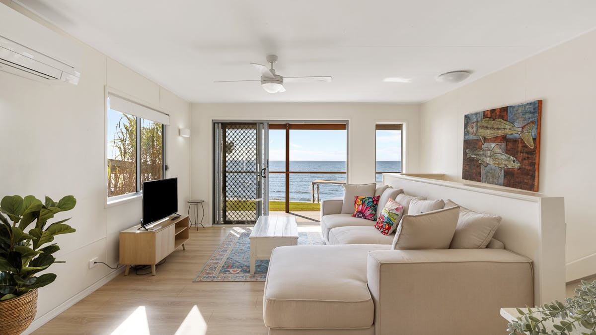 Lounge area with water views
