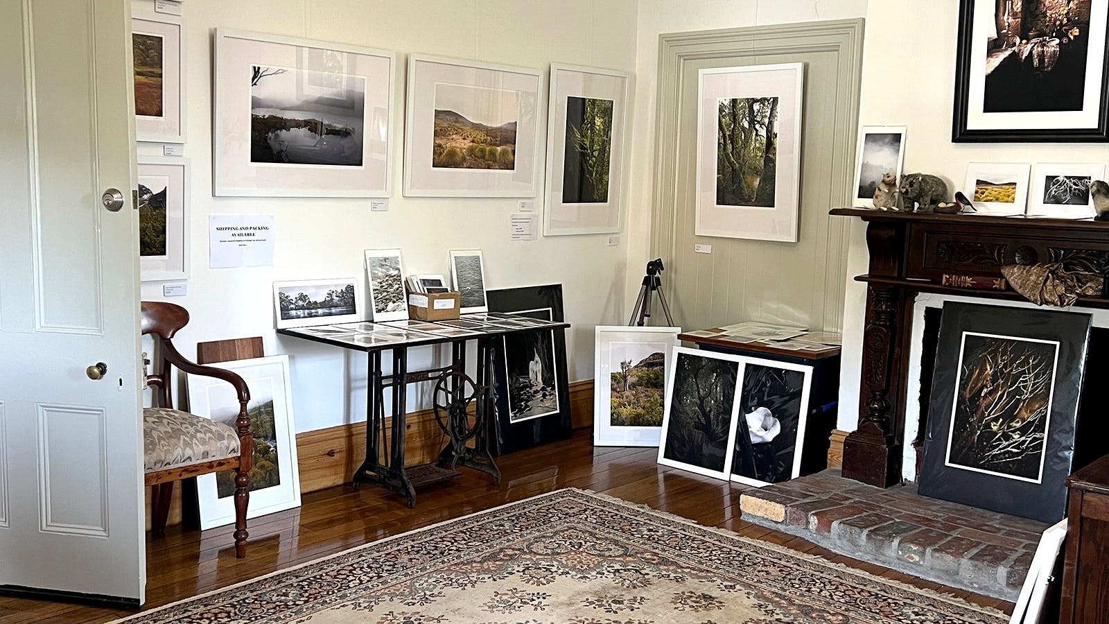 Interior of The Elm & the Raven Gallery Studio of Artist & Photographer Emma Coombes