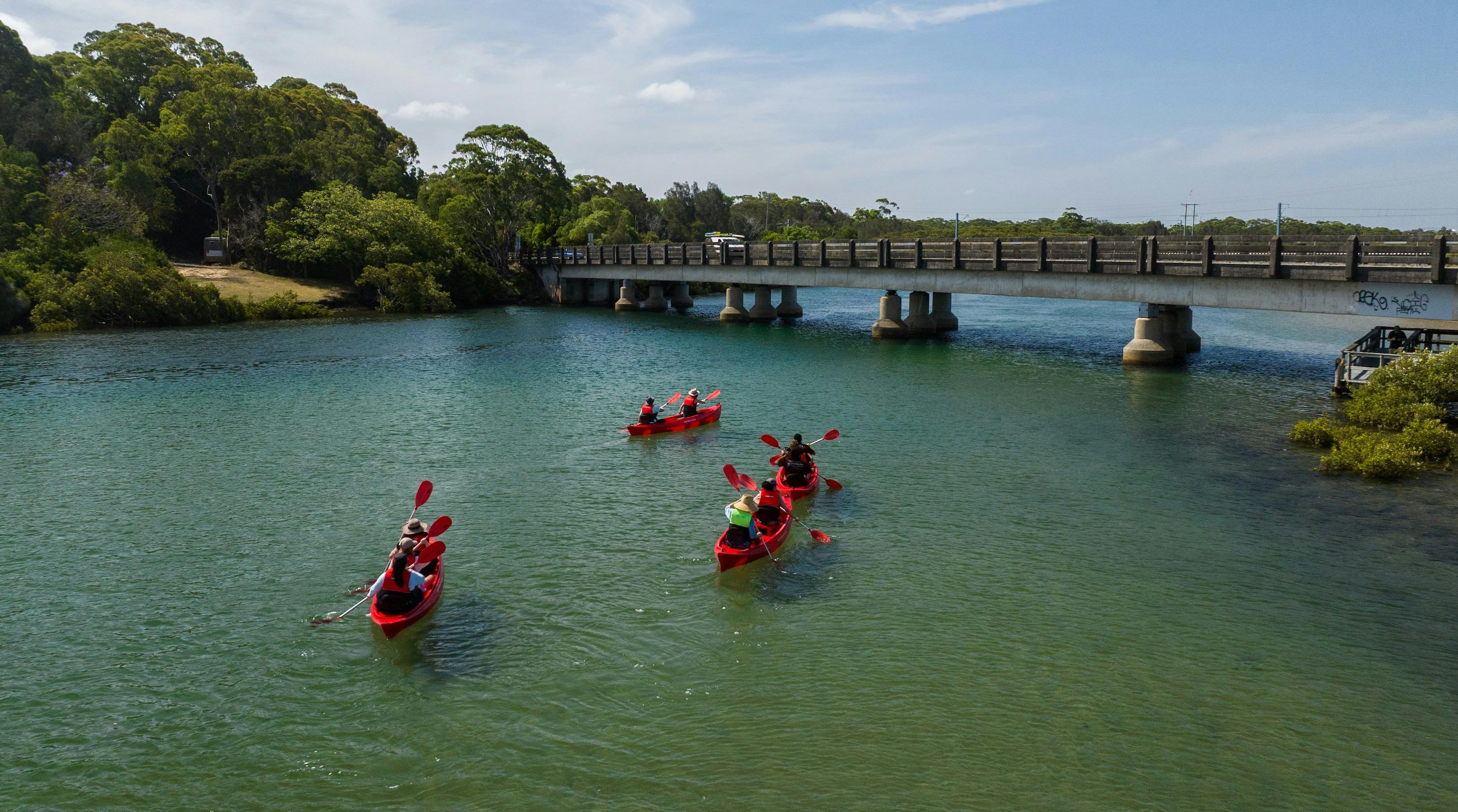 drone photo of canoeing