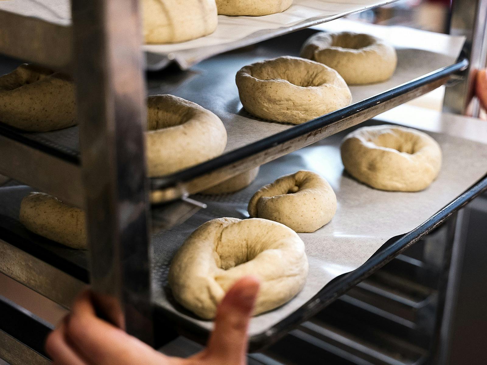 Tray of bagels