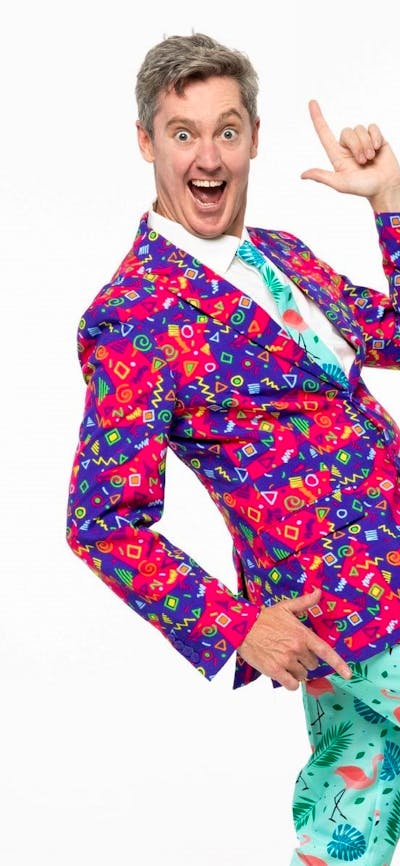 Two men in colorful suits
