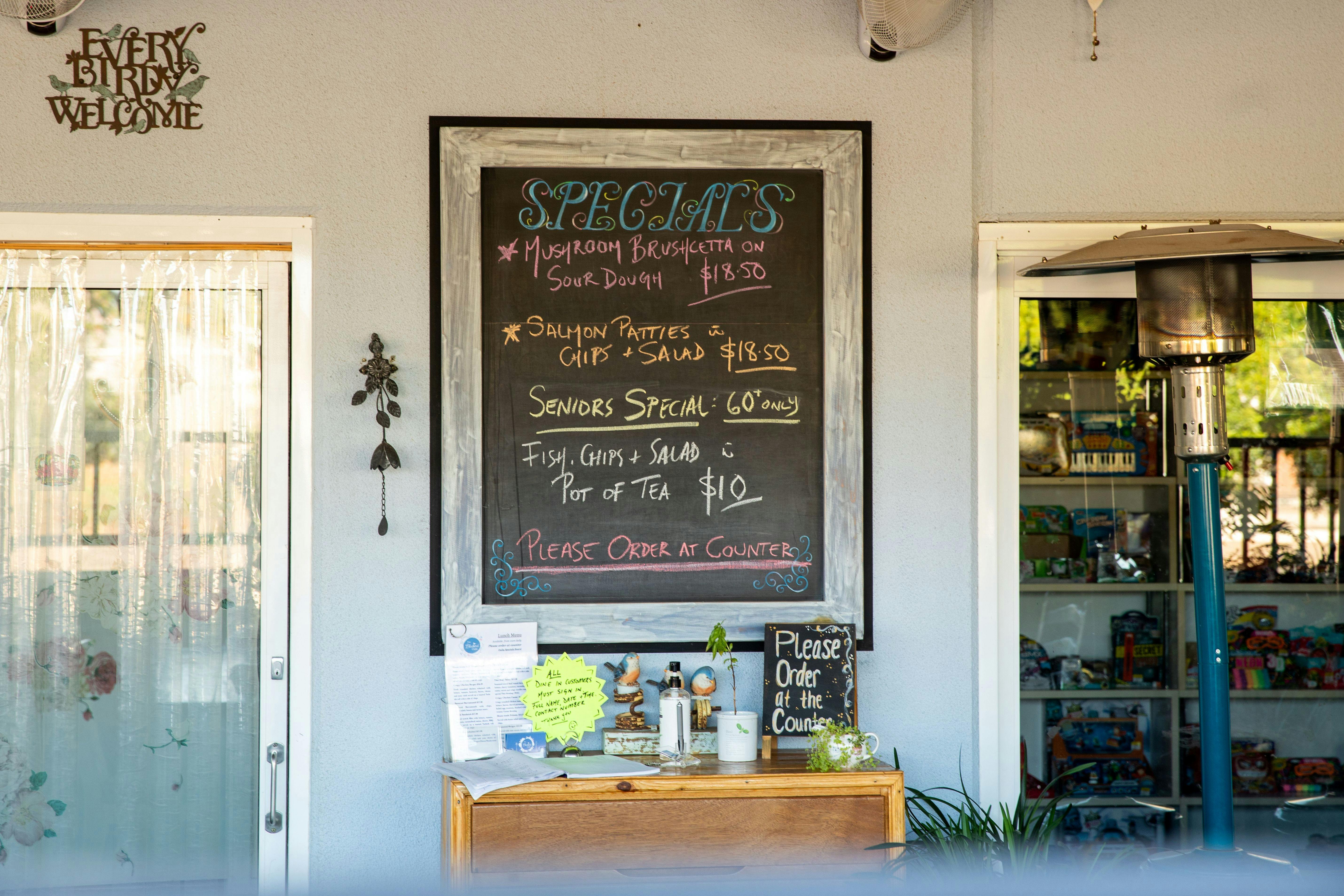 Welcoming blackboard with specials