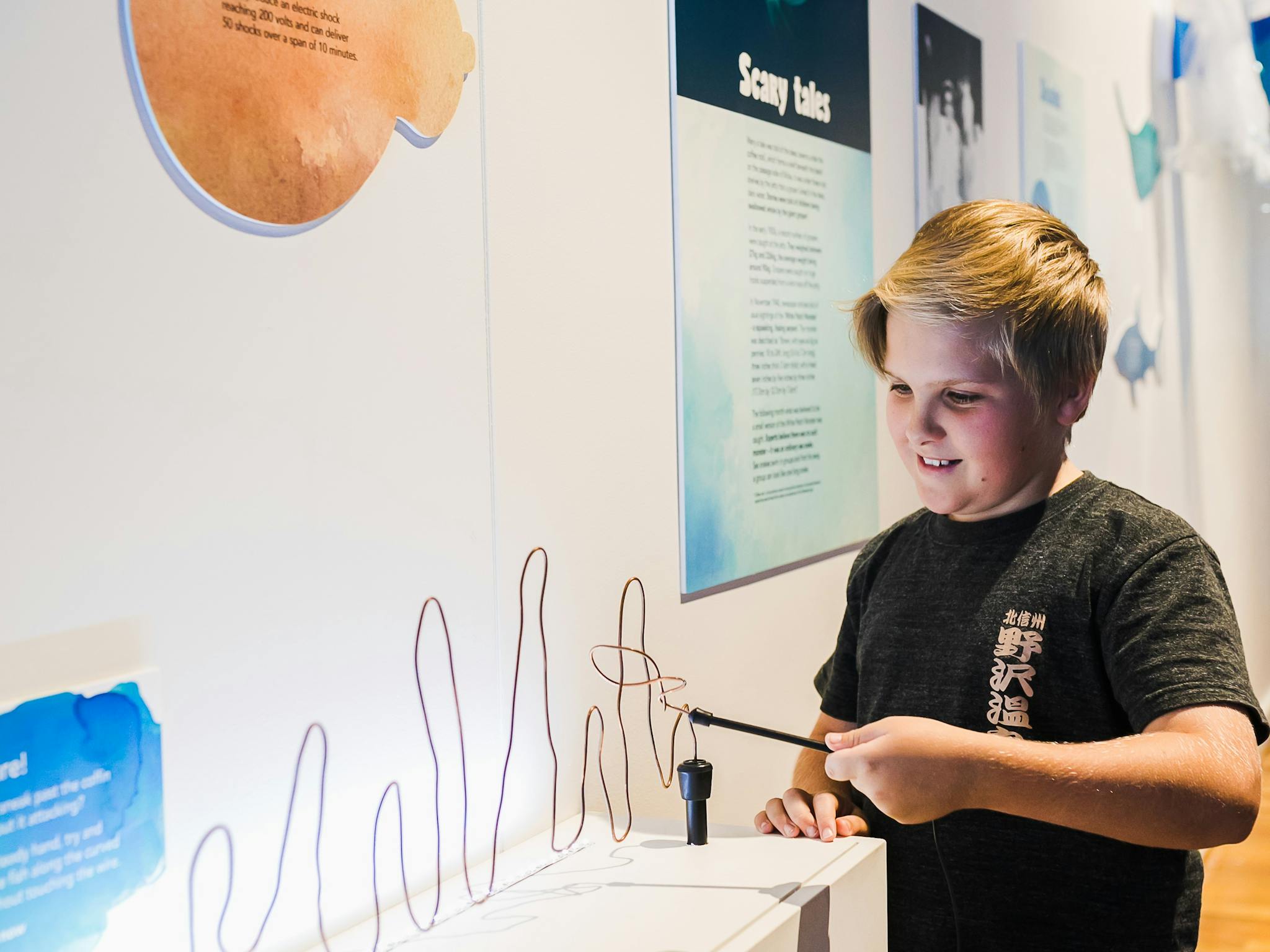 Boy interacting with museum display