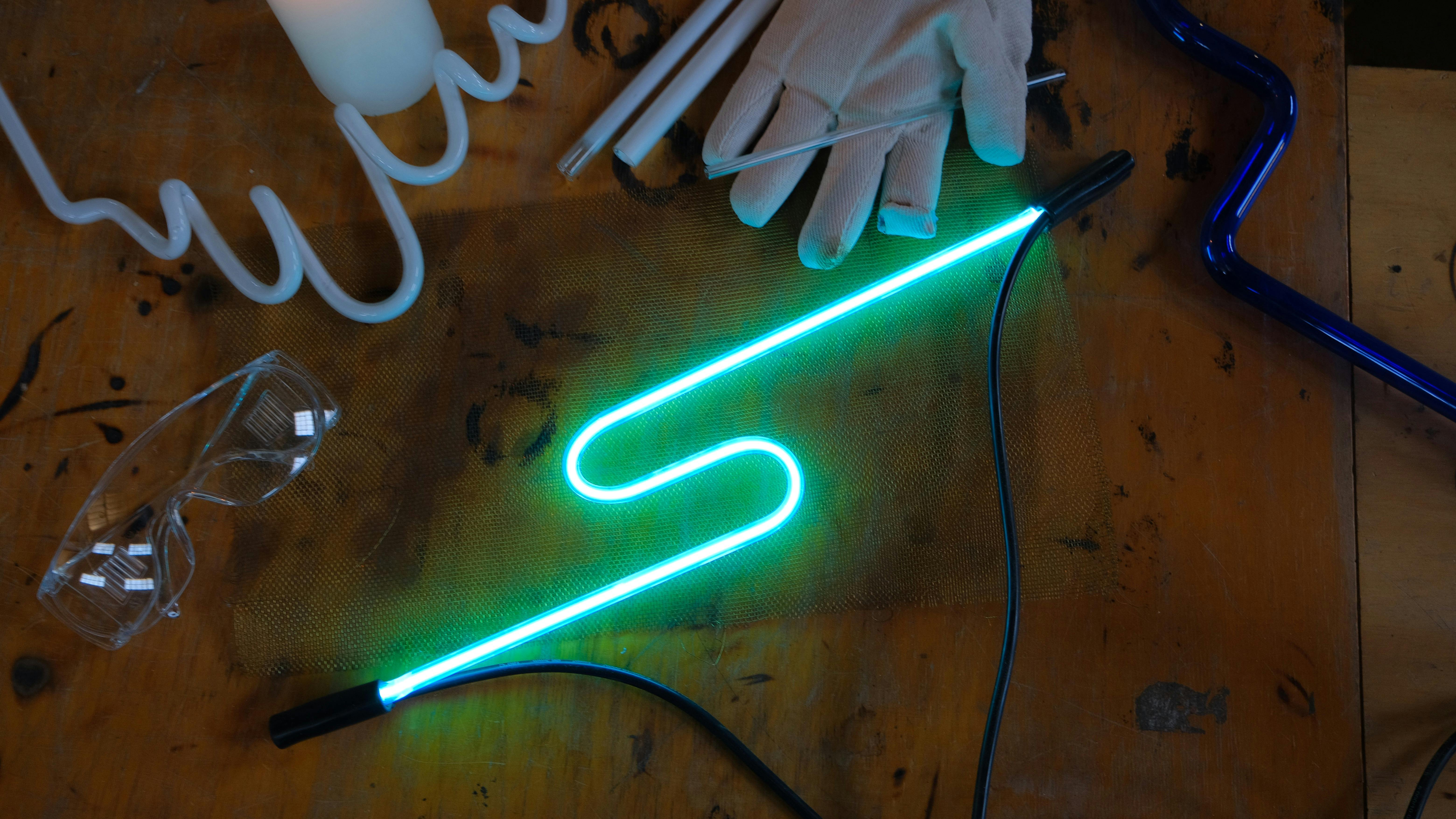 Neon Squiggle Glass