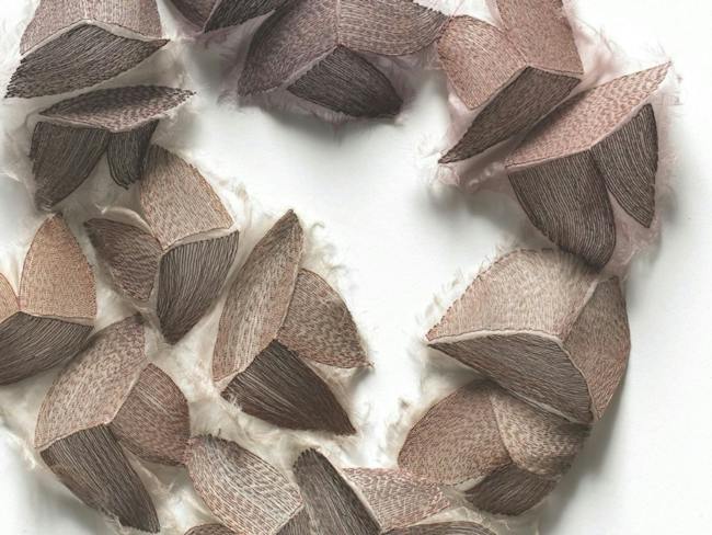 Michela Pegum, Subtle Body Neckpiece and Brooch, silk, copper, silver & steel, 2018.