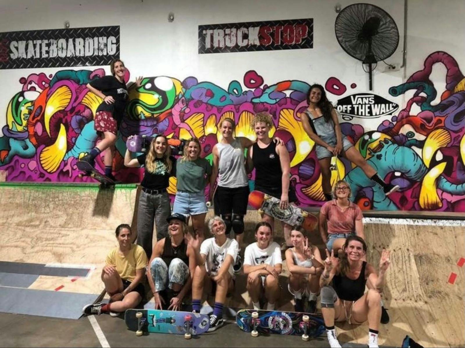 Lady skateboarders