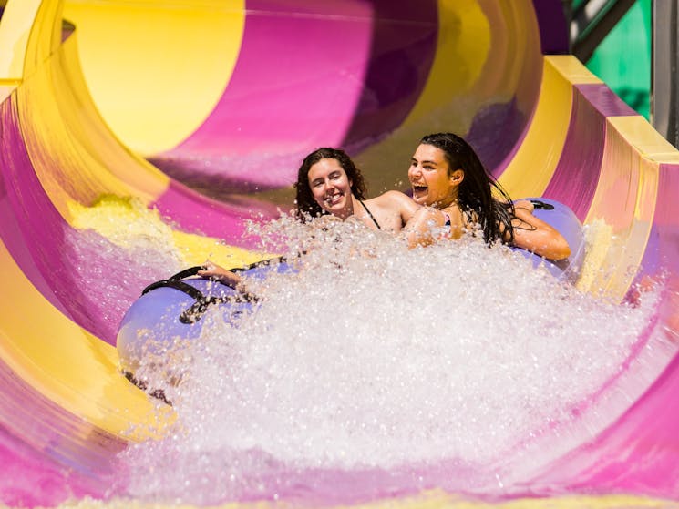 Two girls on slide