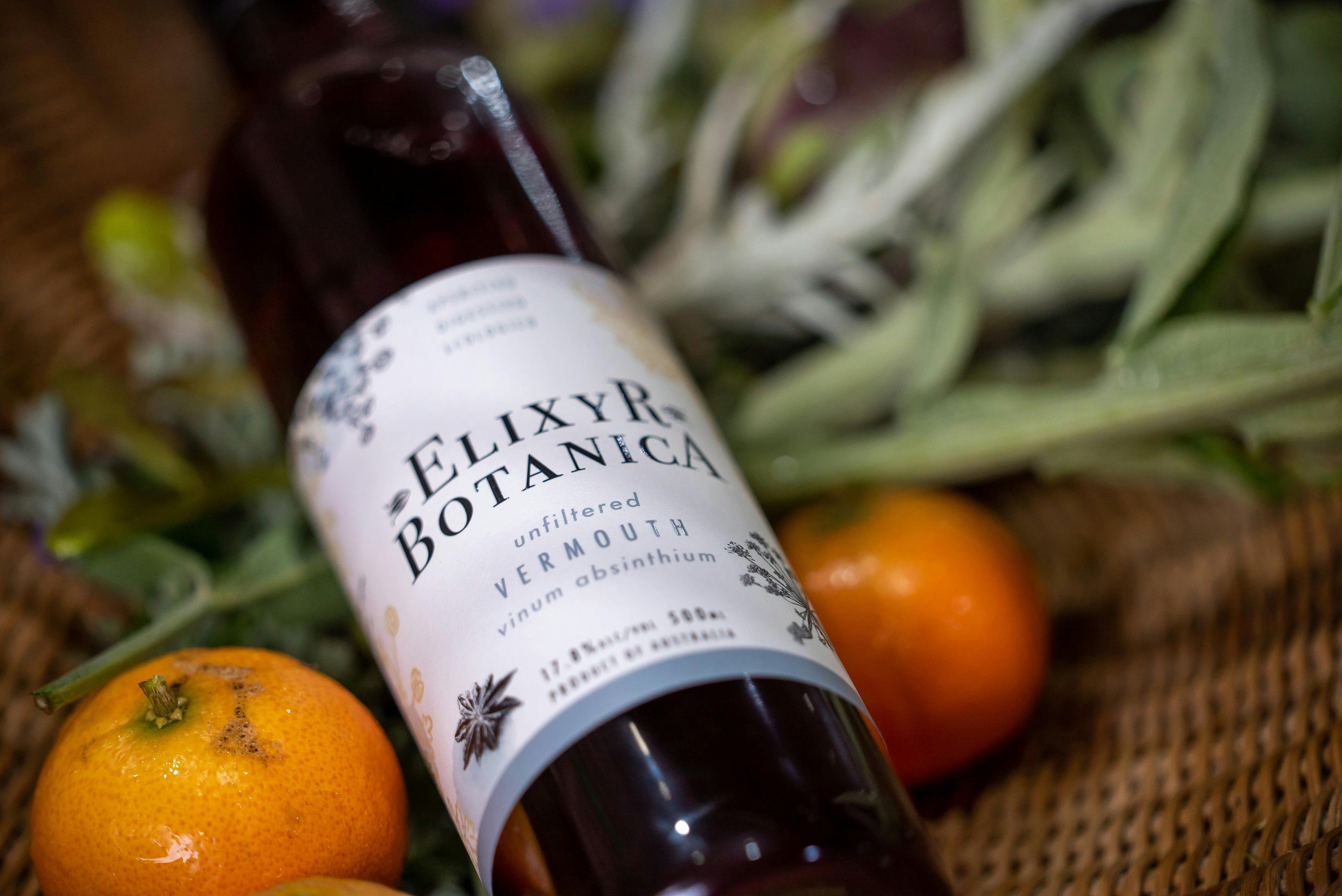 Close up of a bottle of Rosso Vermouth
