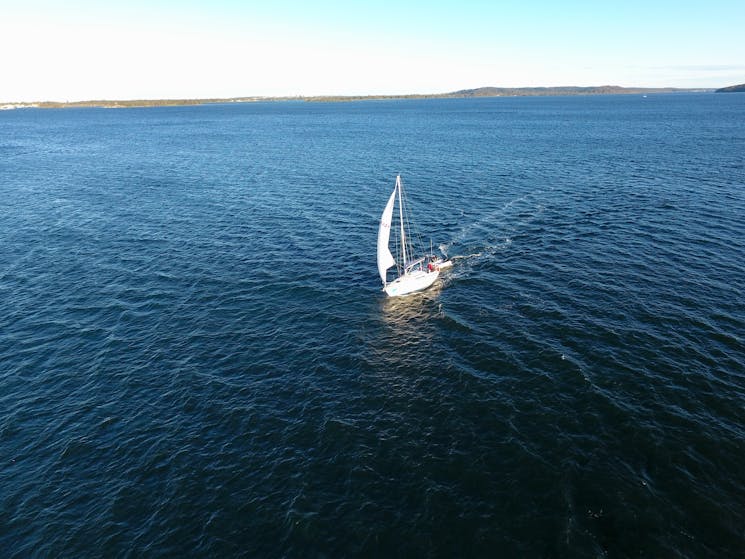 Drone photo of the yacht