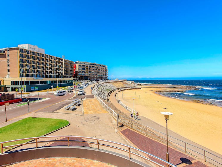 Hotel located directly opposite Newcastle Beach