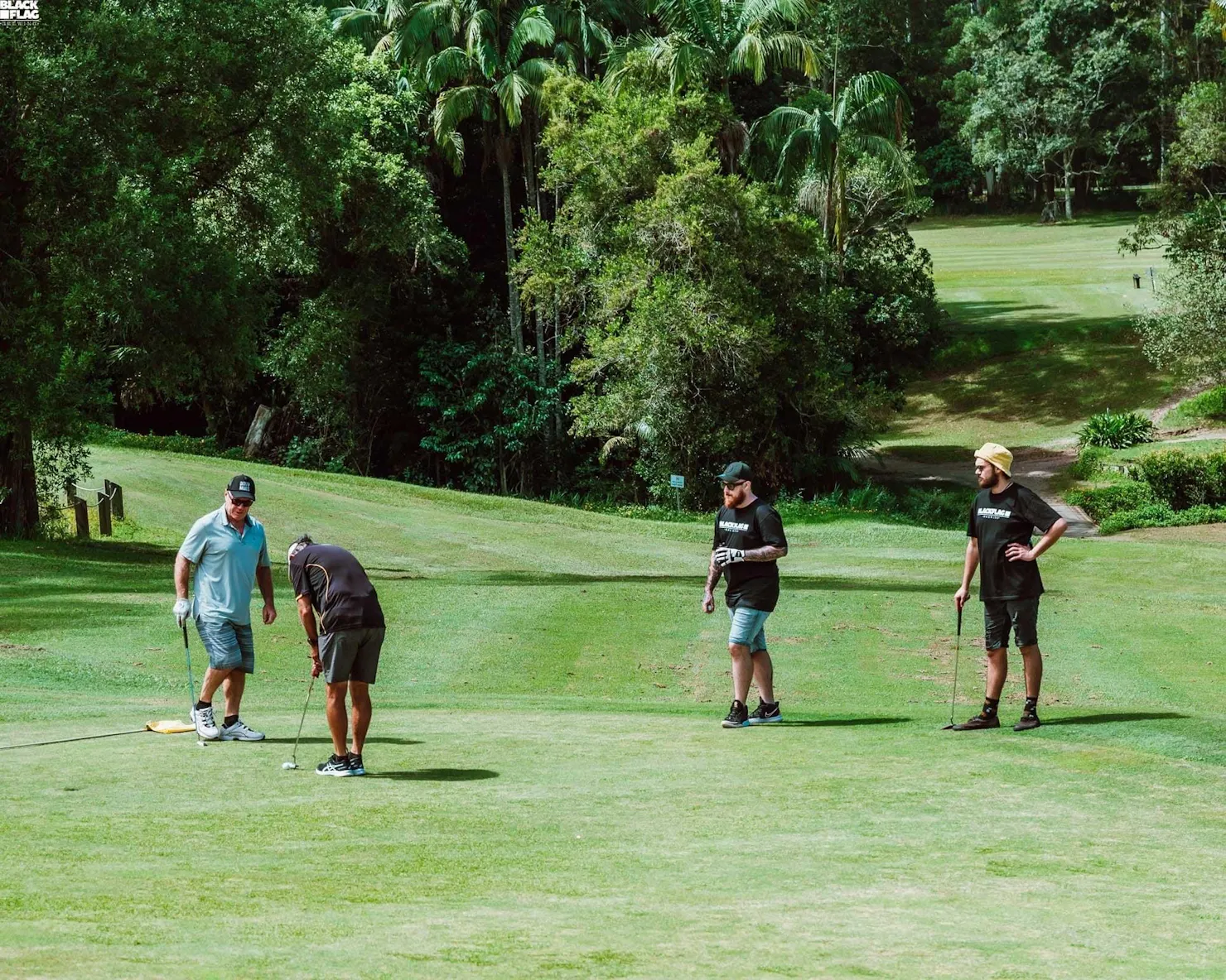Golfers putting on the Green at The Green at Tanawha par 3 course, Sunshine Coast